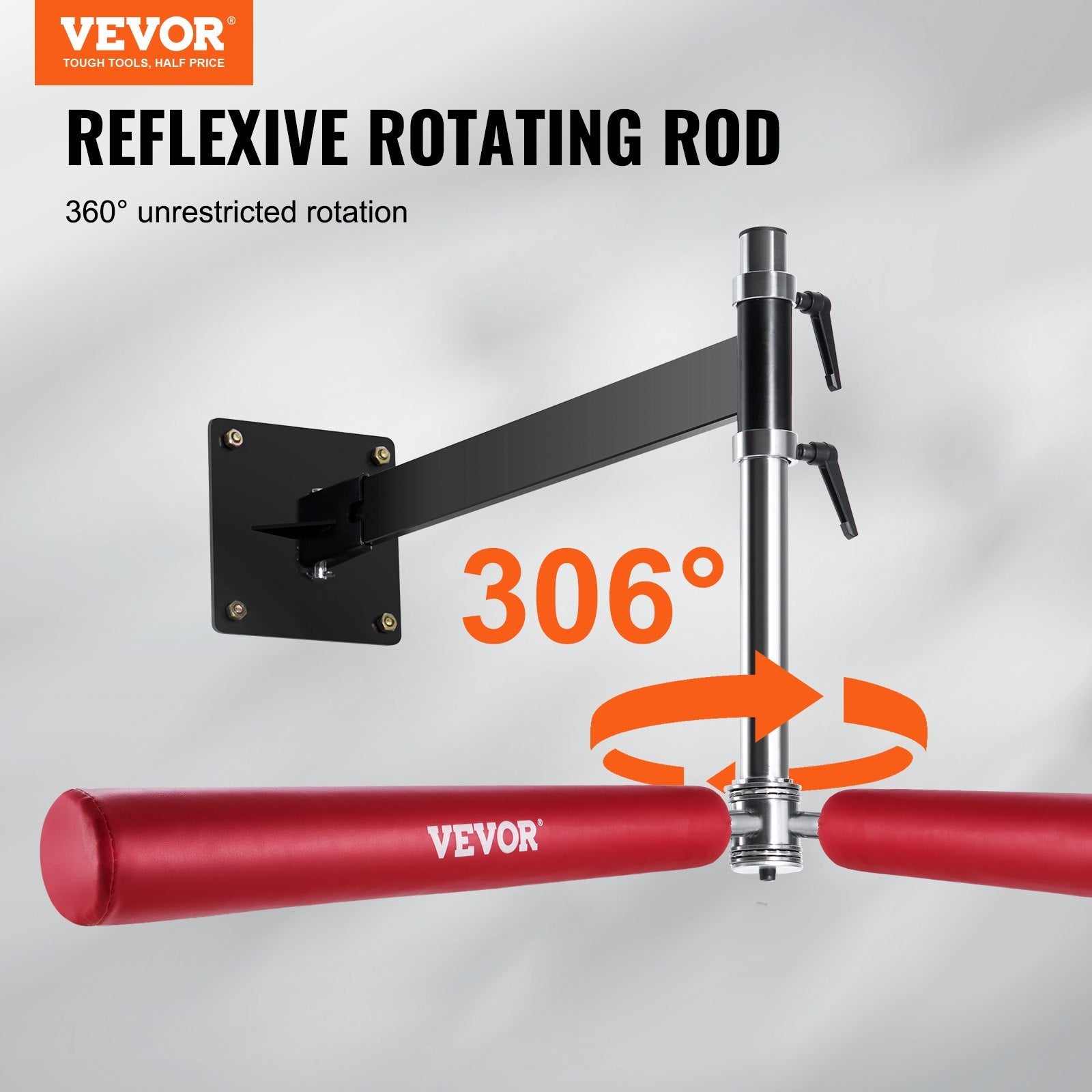 VEVOR Wall Mount Boxing Spinning Bar, Adjustable Punching Spinning Bar, Boxing Speed Trainer with Gloves, Red Reflex Boxing Bar, Boxing Training Equipment for Kickboxing, MMA, Stress Relief & Fitness 