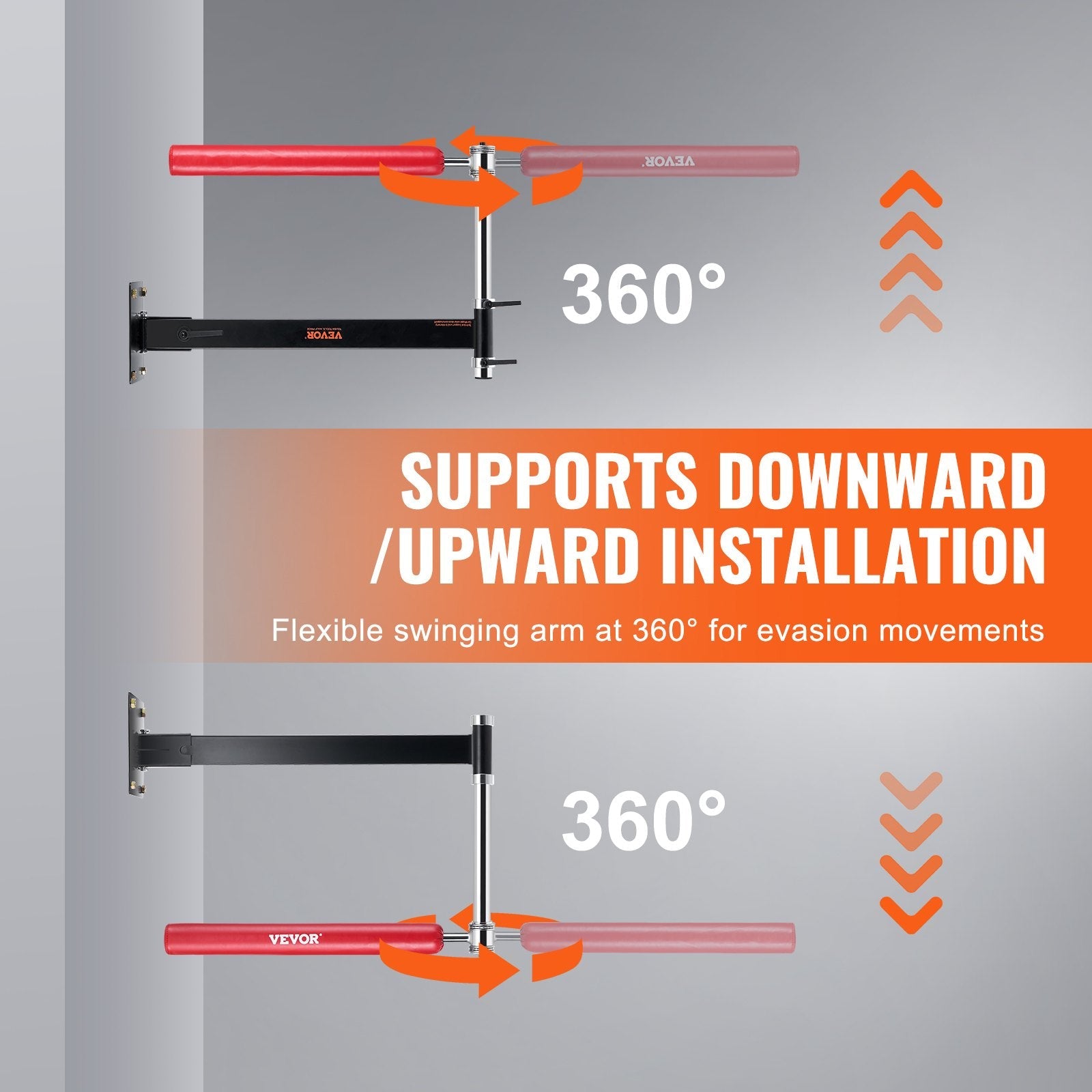 VEVOR Wall Mount Boxing Spinning Bar, Adjustable Punching Spinning Bar, Boxing Speed Trainer with Gloves, Red Reflex Boxing Bar, Boxing Training Equipment for Kickboxing, MMA, Stress Relief & Fitness 