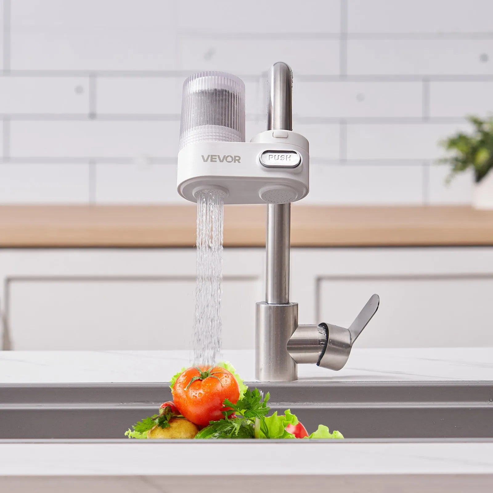 VEVOR Faucet Mount Water Filter Sink Water Purifier for Kitchen Vertical White