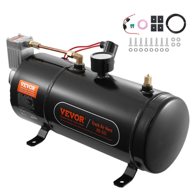 VEVOR 12V Air Compressor with Tank 0.8 Gallon/3 L, Train Horn Air Compressor, 120 psi Working Pressure Onboard Air Compressor System for Train Air Horns, Inflating Tires, Air Mattresses 