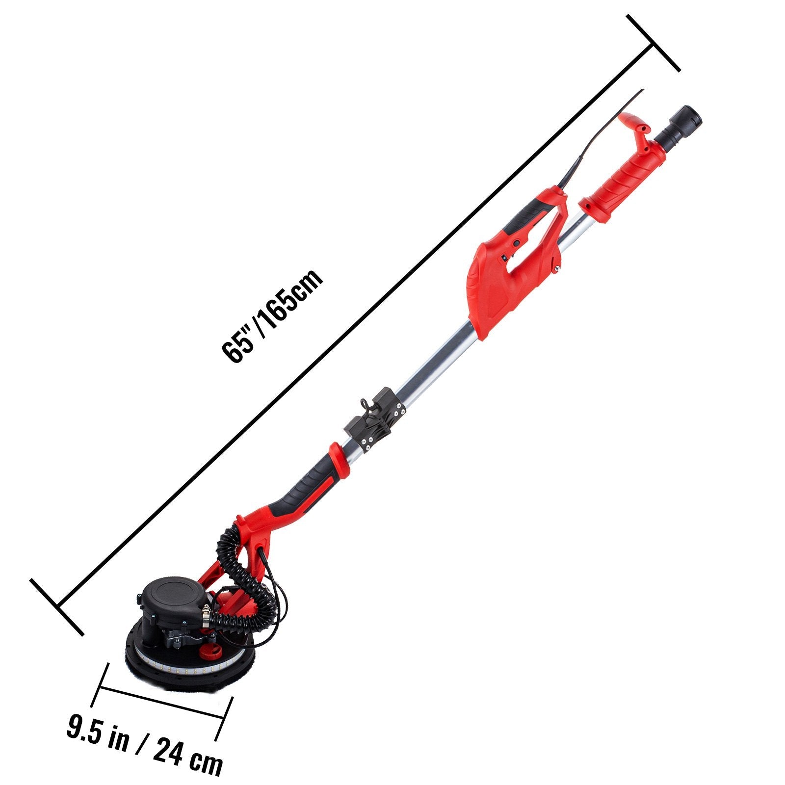 VEVOR Drywall Sander 850W, Electric Drywall Sander, Variable Speed 800-1750 RPM, Foldable Sheetrock Sander, with Telescope Handle, Electric Sander, with LED Strip Light and Vacuum Bag, Wall Sander 