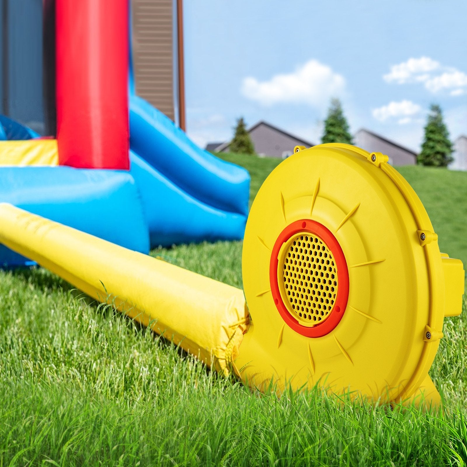 VEVOR Air Blower, 450W 0.6HP Inflatable Blower, Portable and Powerful Bounce House Blower, 1750Pa Commercial Air Blower Pump Fan, Used for Inflatable Bouncy Castle and Jump Slides, Yellow 