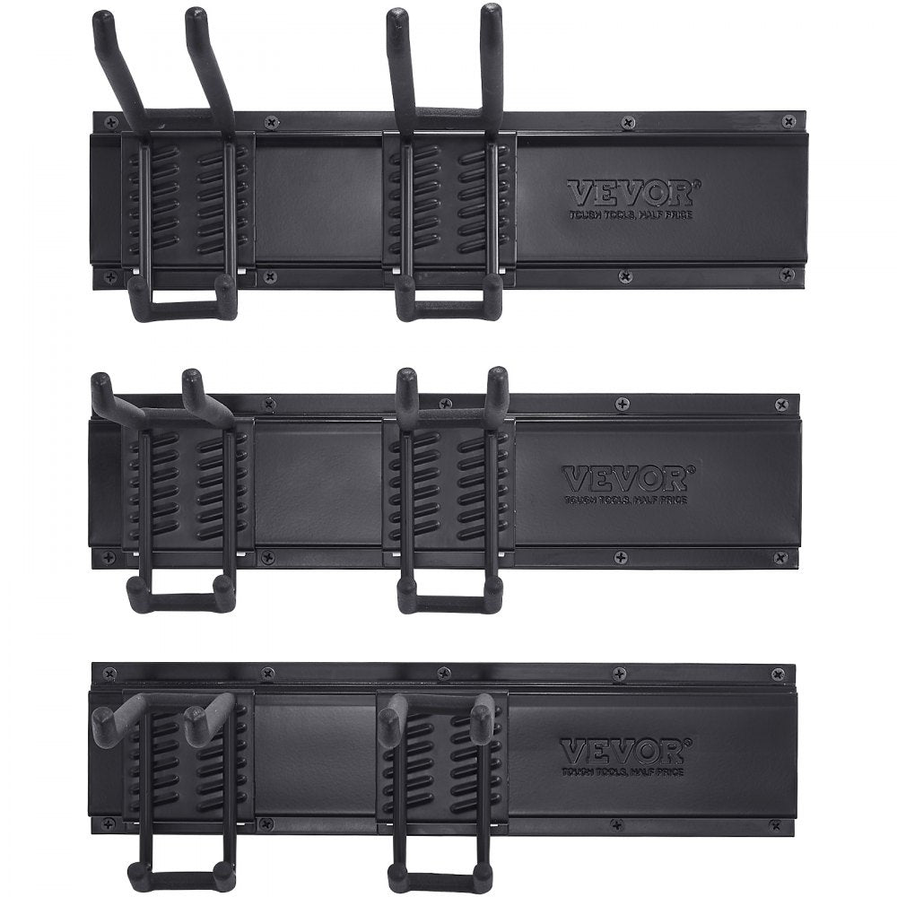 VEVOR Garage Tool Organizer, 800 lbs Max Load Capacity, Wall Mount Yard Garden Storage Rack Organization Heavy Duty with 6 Adjustable Hooks and 3 Rails, for Garden Tools, Shovels, Trimmers, and Hoses 
