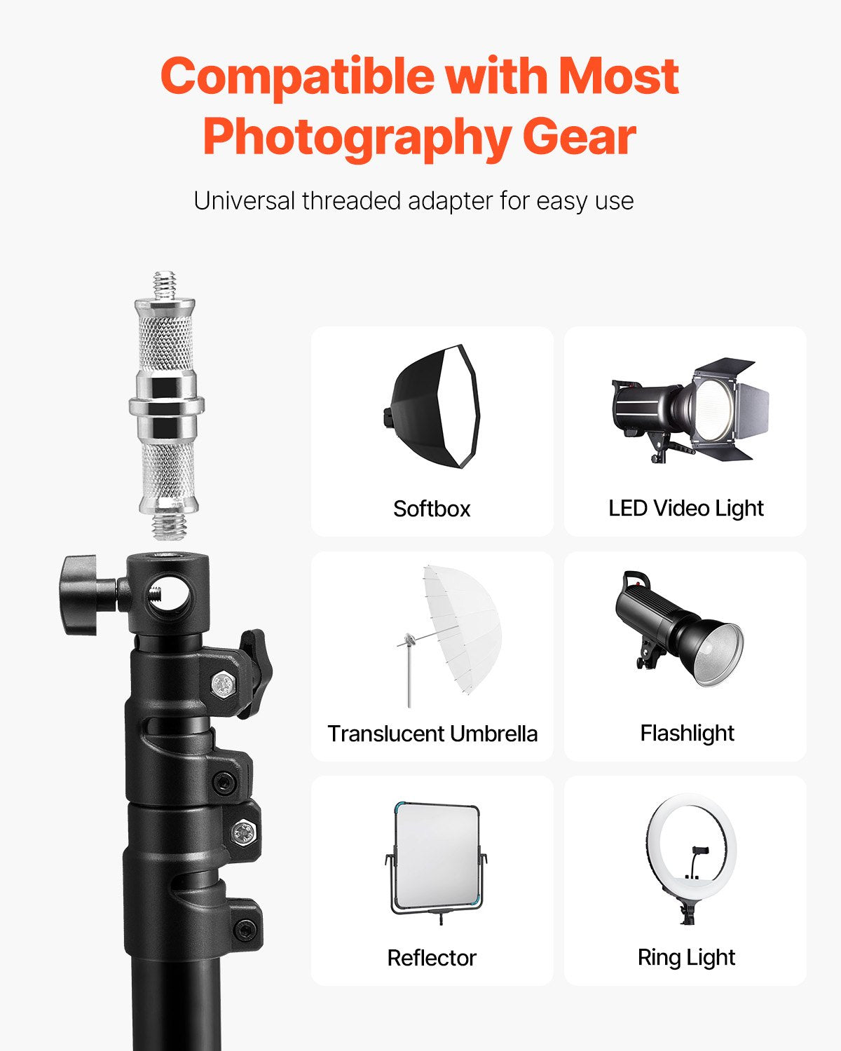 VEVOR Wall Mount Triangle Boom Arm Light Stand 39.37in/100cm Ring Light Support 
