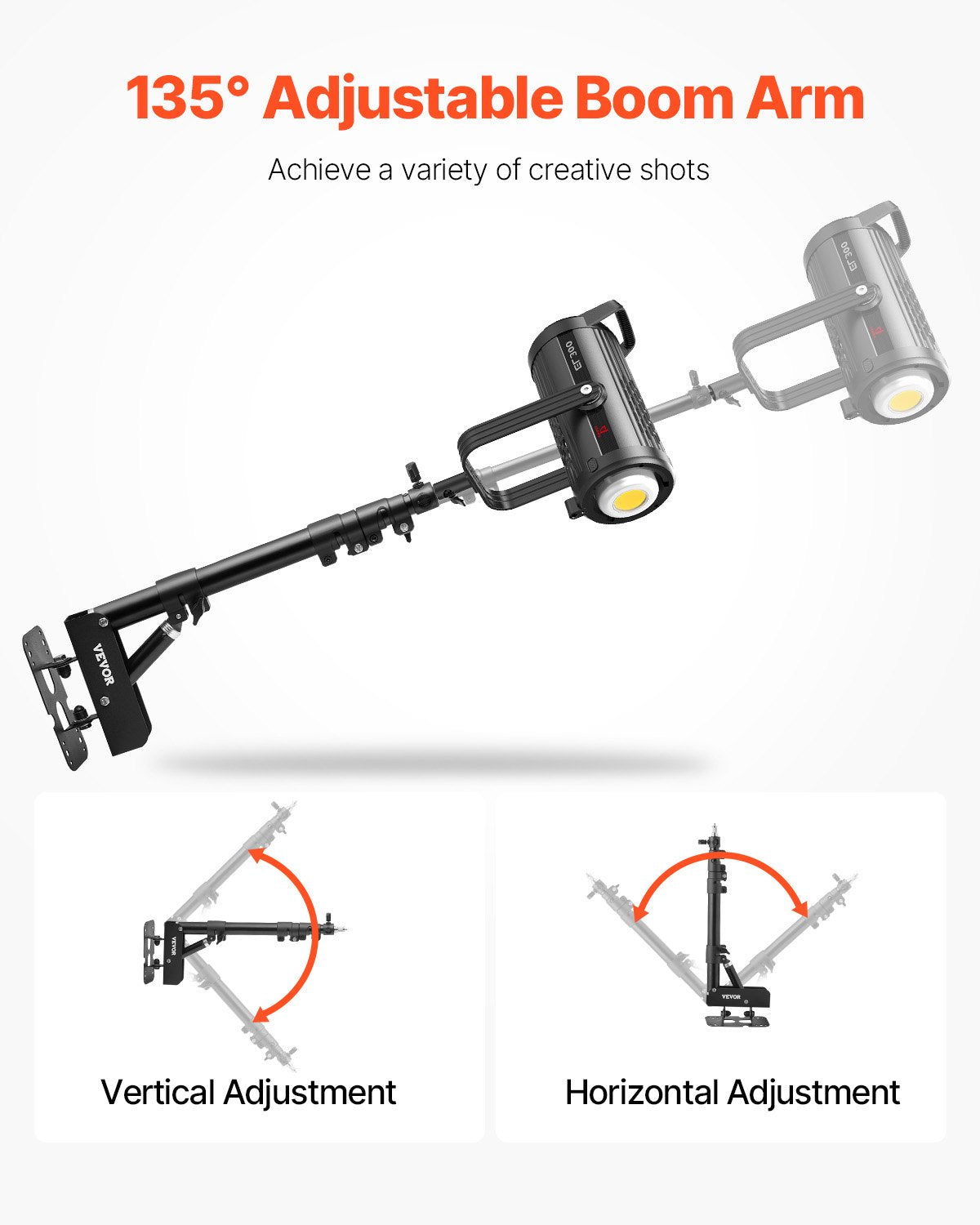 VEVOR Wall Mount Triangle Boom Arm Light Stand 39.37in/100cm Ring Light Support 