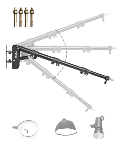 VEVOR Wall Mount Triangle Boom Arm Light Stand 39.37in/100cm Ring Light Support 