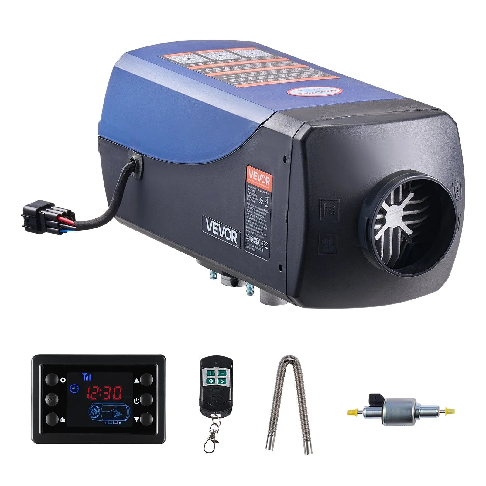 VEVOR Diesel Heater, 8KW, DC 12V/24V, Portable Diesel Air Heater with Remote Control and LCD Screen, Fast Heating Low Noise, 2.6 Gal Large Fuel Tank for Vehicles, Vans, RVs, Campers, and Trucks 