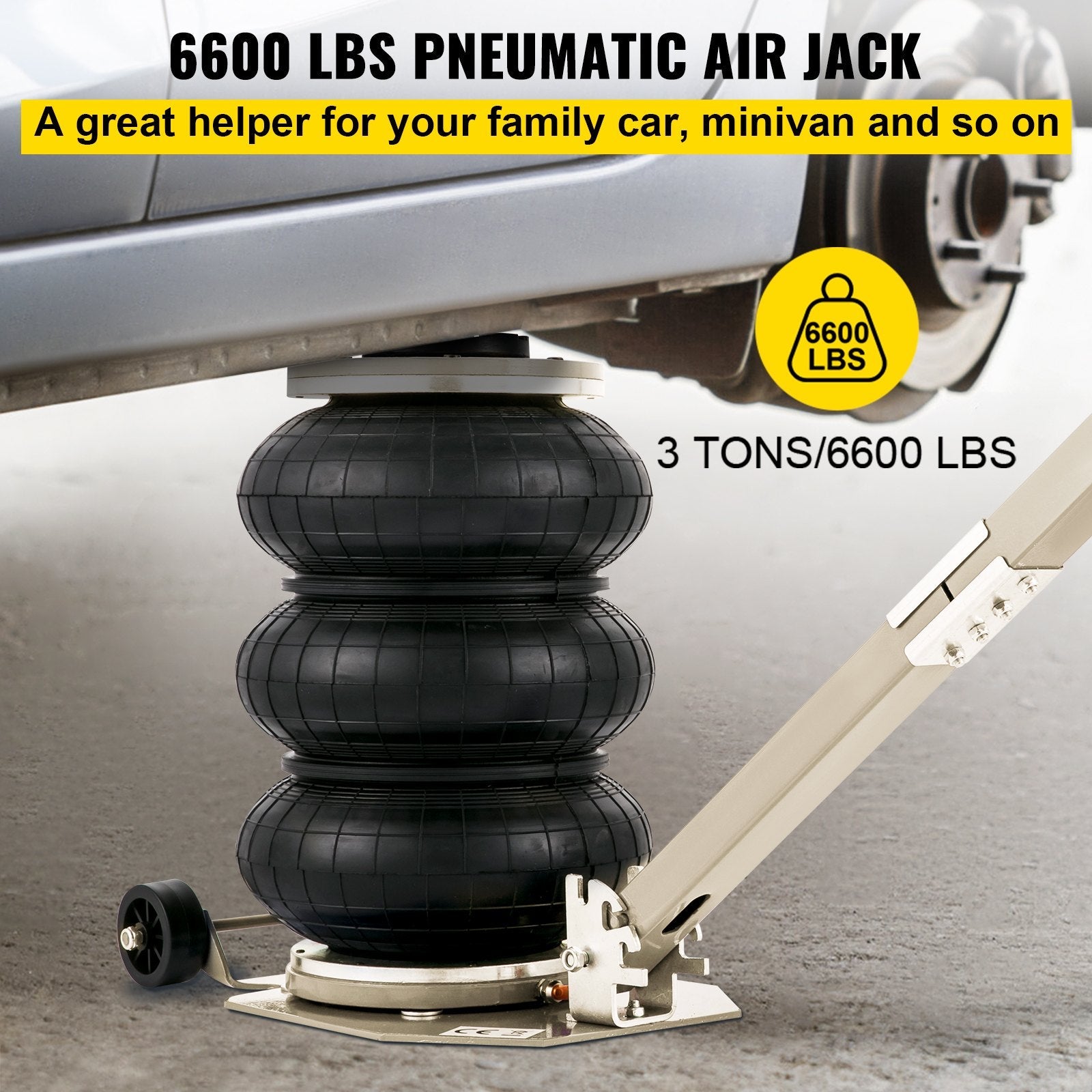VEVOR Triple Air Bag Jack Pneumatic Jack 6600lbs Quick Lift 3T Heavy Duty White 