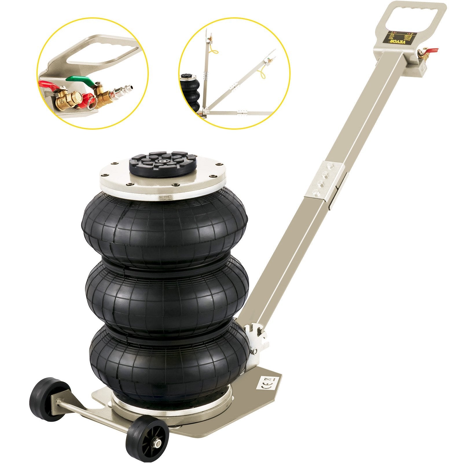VEVOR Triple Air Bag Jack Pneumatic Jack 6600lbs Quick Lift 3T Heavy Duty White 