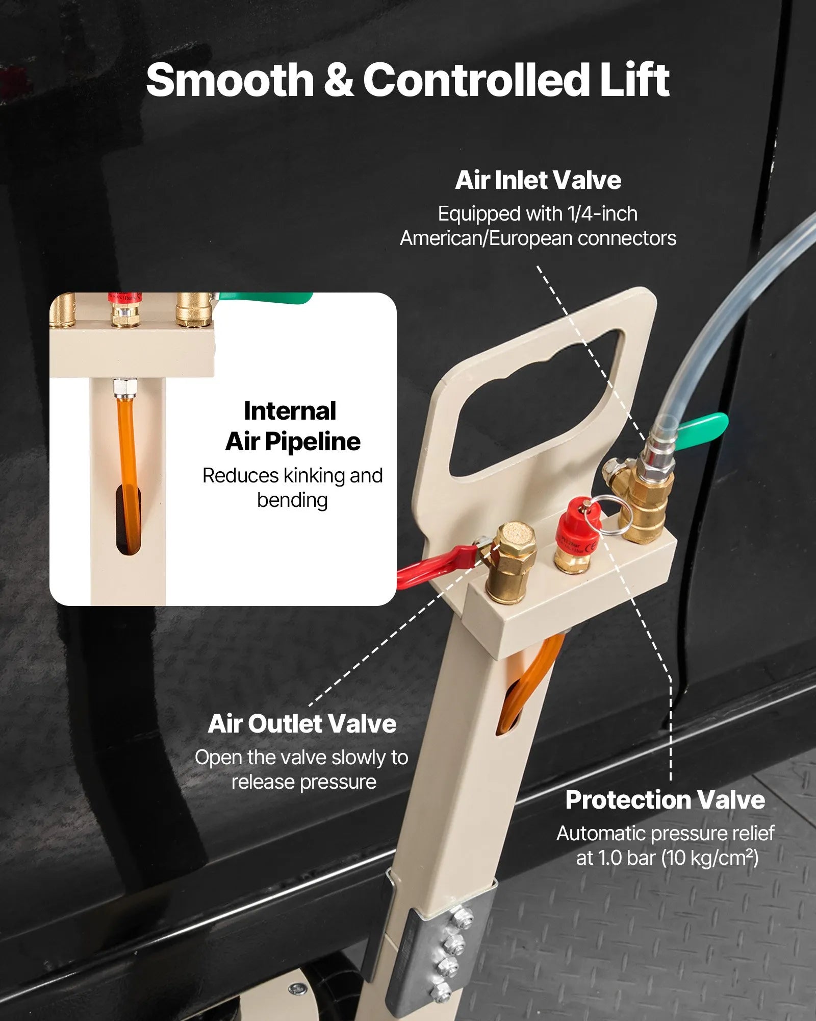 VEVOR Air Jack, 3 Ton/6613 lbs Triple Bag Air Jack, Airbag with Six Steel Pipes, Lift Up to 17.7 inch/450 mm, 1-6 s Fast Lifting Pneumatic with Adjustable Long Handle for Car, SUV, Pickup Truck Repair 