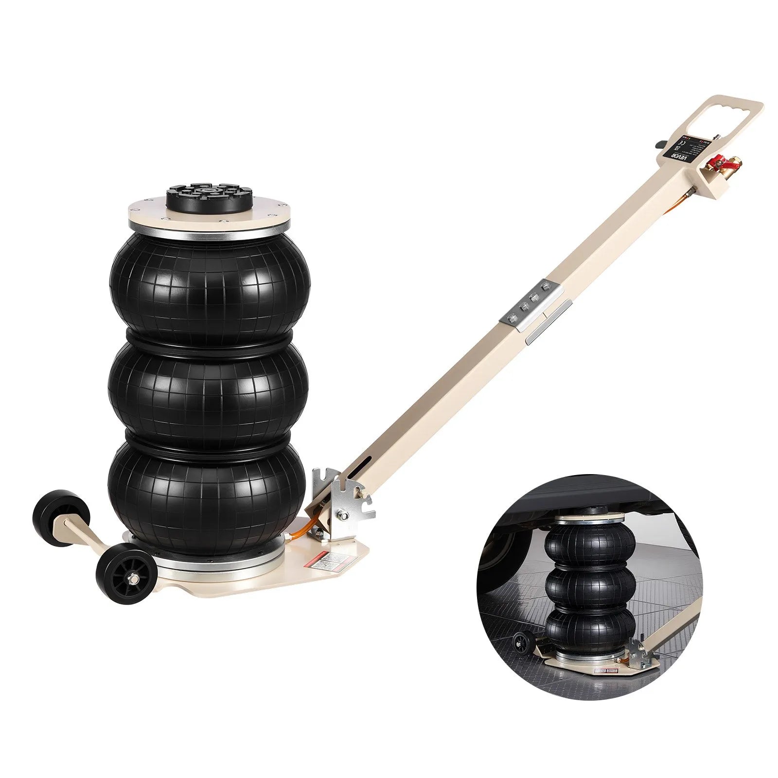 VEVOR Air Jack, 3 Ton/6613 lbs Triple Bag Air Jack, Airbag with Six Steel Pipes, Lift Up to 17.7 inch/450 mm, 1-6 s Fast Lifting Pneumatic with Adjustable Long Handle for Car, SUV, Pickup Truck Repair 