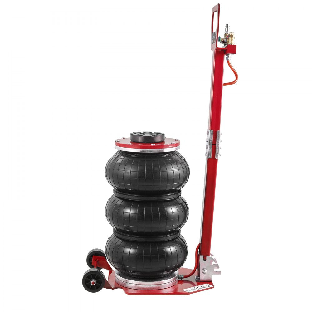 VEVOR Air Jack, 3 Ton/6600 lbs Triple Bag Air Jack, Airbag Jack with Six Steel Pipes, Lift up to 17.7", 3-5 s Fast Lifting Pneumatic Jack, with Adjustable Long Handle for Cars, Garages, Repair (Red) 