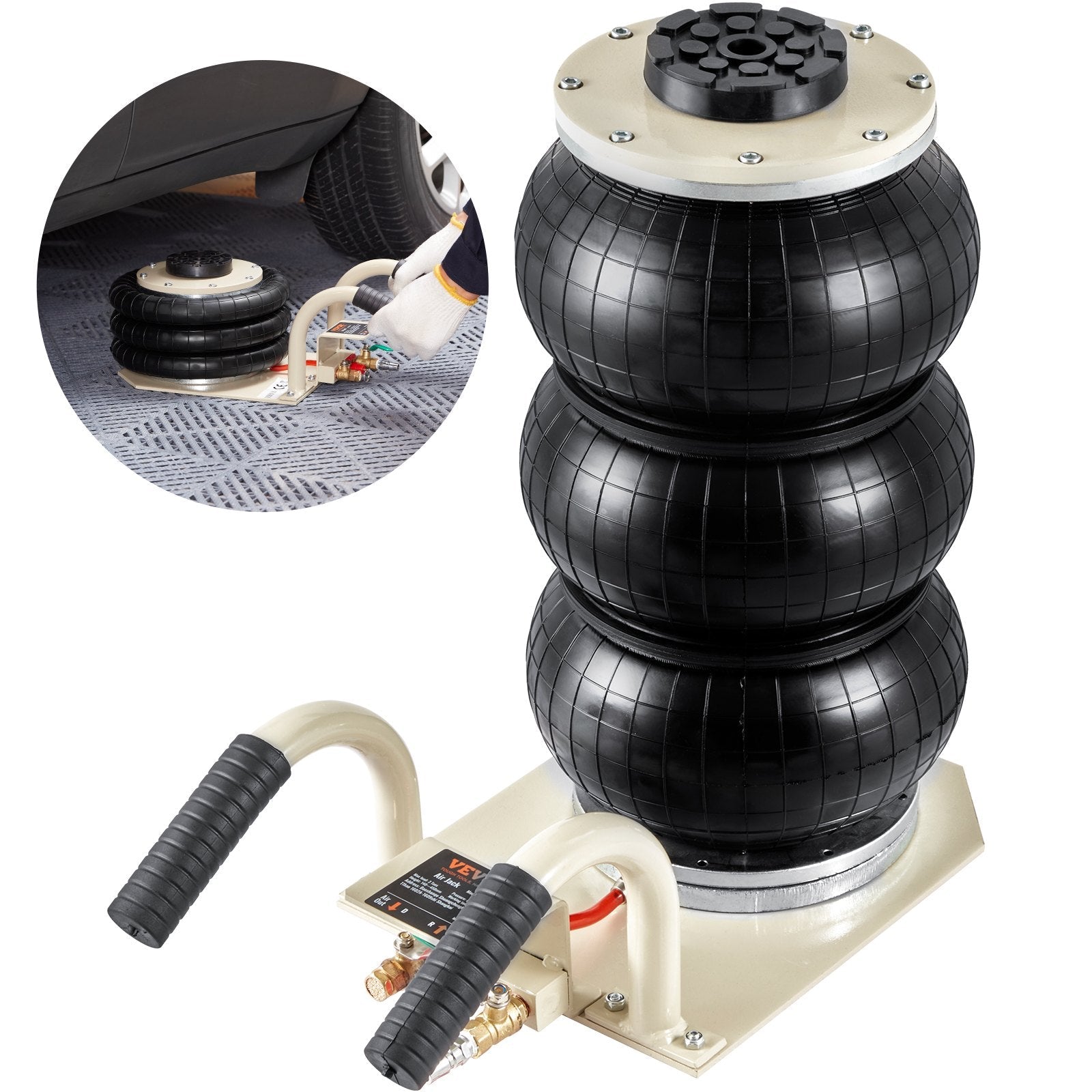 VEVOR Triple Bag Air Jack 3 Ton/6600 lbs Pneumatic Jack for Car SUV Lifting 