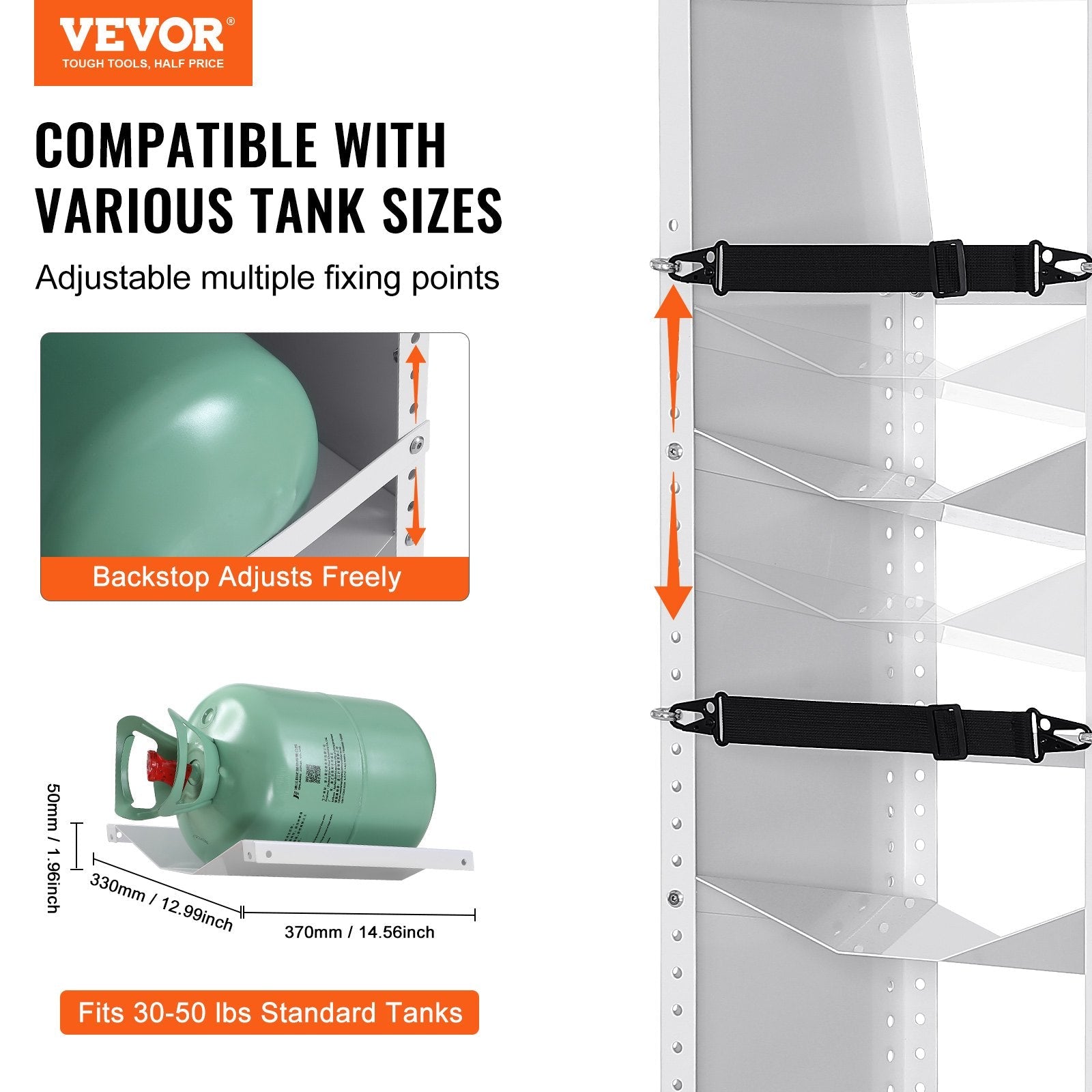 VEVOR Refrigerant Tank Rack, with 3 x 30-50lb Bottle Tanks, Cylinder Tank Rack 14.64x13.97x46.06 in, Refrigerant Cylinder Rack Gas Cylinder Racks and Holders for Freon, Gases, Oxygen, Nitrogen 