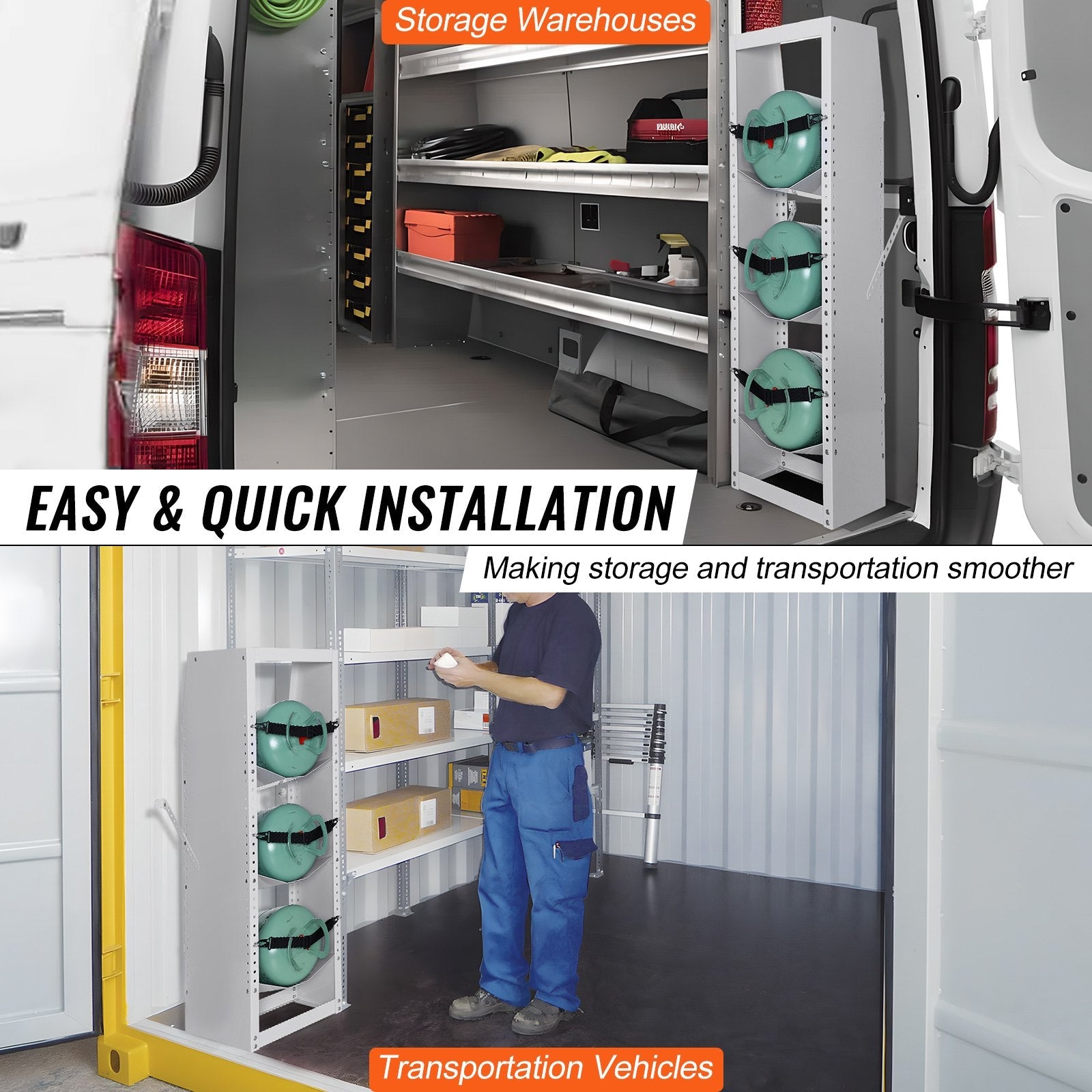 VEVOR Refrigerant Tank Rack, with 3 x 30-50lb Bottle Tanks, Cylinder Tank Rack 14.64x13.97x46.06 in, Refrigerant Cylinder Rack Gas Cylinder Racks and Holders for Freon, Gases, Oxygen, Nitrogen 