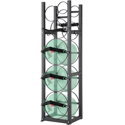 VEVOR Refrigerant Tank Rack, with 3 x 30lbs and Other 3 Small Bottle Tanks, Cylinder Tank Rack 12.79x12.99x47.12 in, Refrigerant Cylinder Rack and Holders for Freon, Gases, Oxygen, Nitrogen 