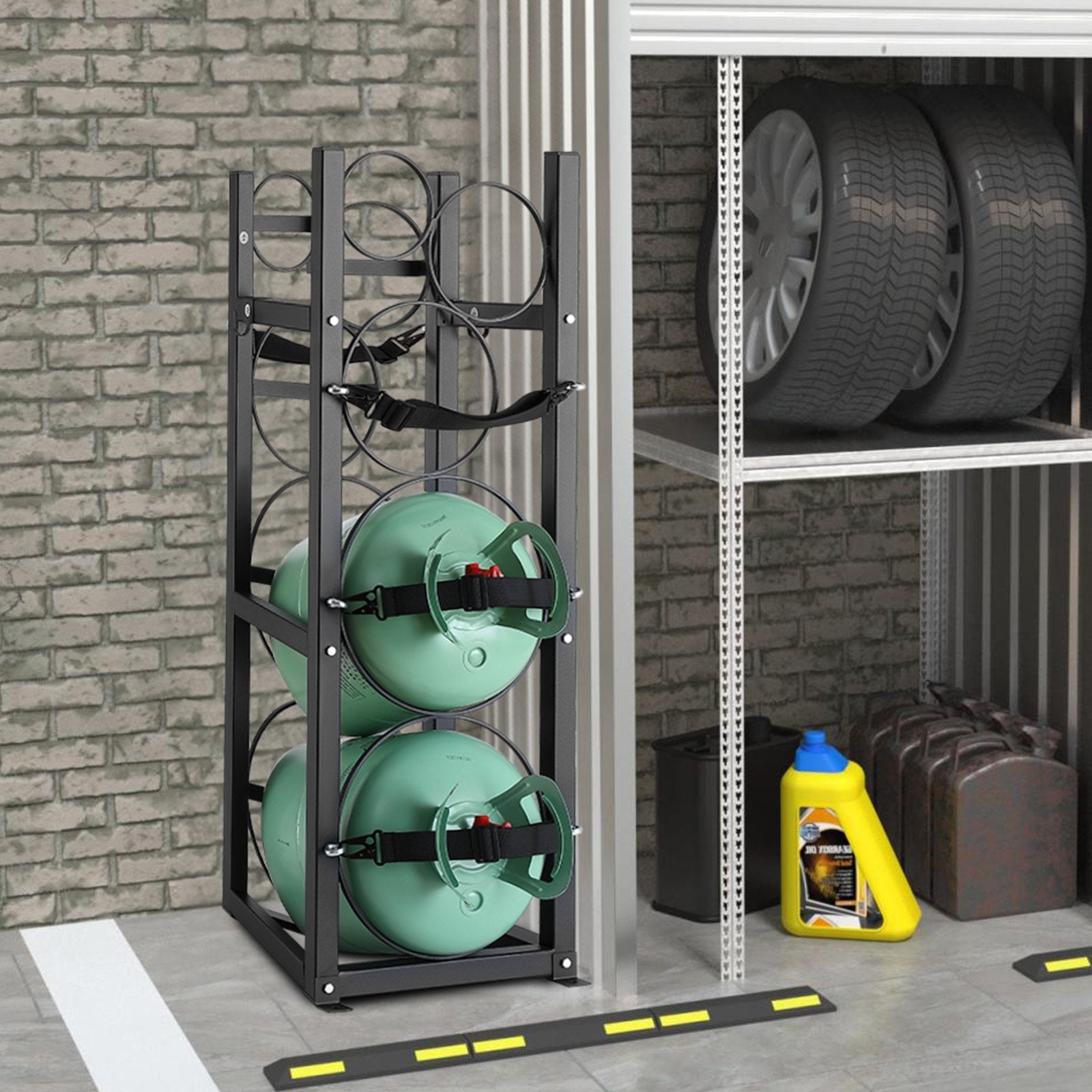 VEVOR Refrigerant Tank Rack, with 2 x 30lbs and Other 3 Small Bottle Tanks, Cylinder Tank Rack 12.79x12.99x47.12 in, Refrigerant Cylinder Rack and Holders for Freon, Gases, Oxygen, Nitrogen 