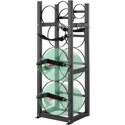 VEVOR Refrigerant Tank Rack, with 2 x 30lbs and Other 3 Small Bottle Tanks, Cylinder Tank Rack 12.79x12.99x47.12 in, Refrigerant Cylinder Rack and Holders for Freon, Gases, Oxygen, Nitrogen 