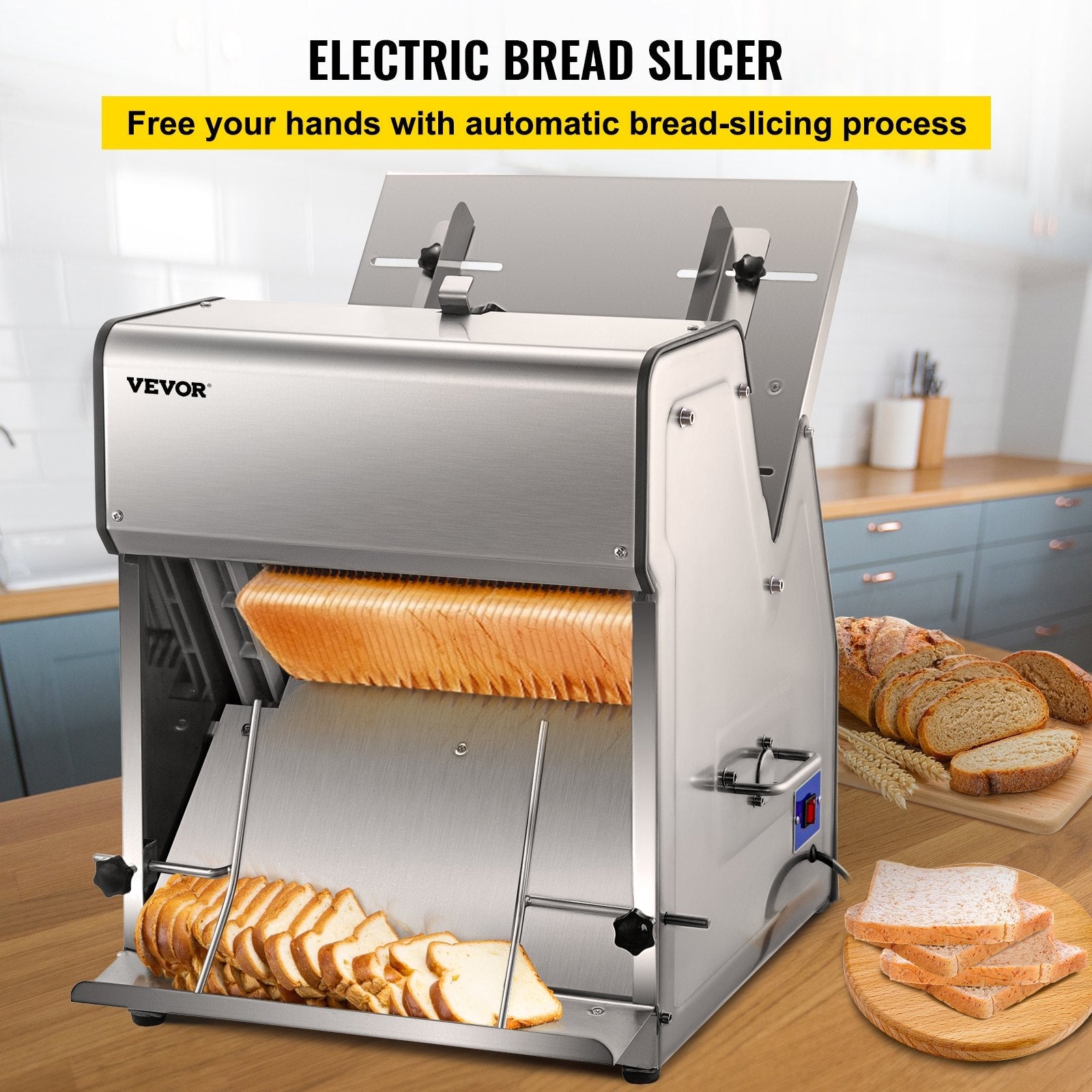 VEVOR Commercial Toast Bread Slicer, 12mm Thickness Electric Bread Cutting Machine, 31PCS Commercial Bakery Bread Slicer, 110V Toast Cutter Cutting Machine, Bread Cutter for Bread Sheet Cutter Cutting 