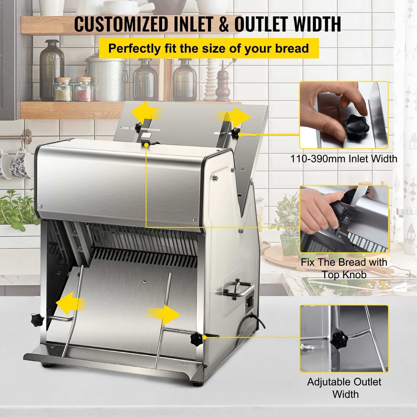 VEVOR Commercial Toast Bread Slicer, 12mm Thickness Electric Bread Cutting Machine, 31PCS Commercial Bakery Bread Slicer, 110V Toast Cutter Cutting Machine, Bread Cutter for Bread Sheet Cutter Cutting 