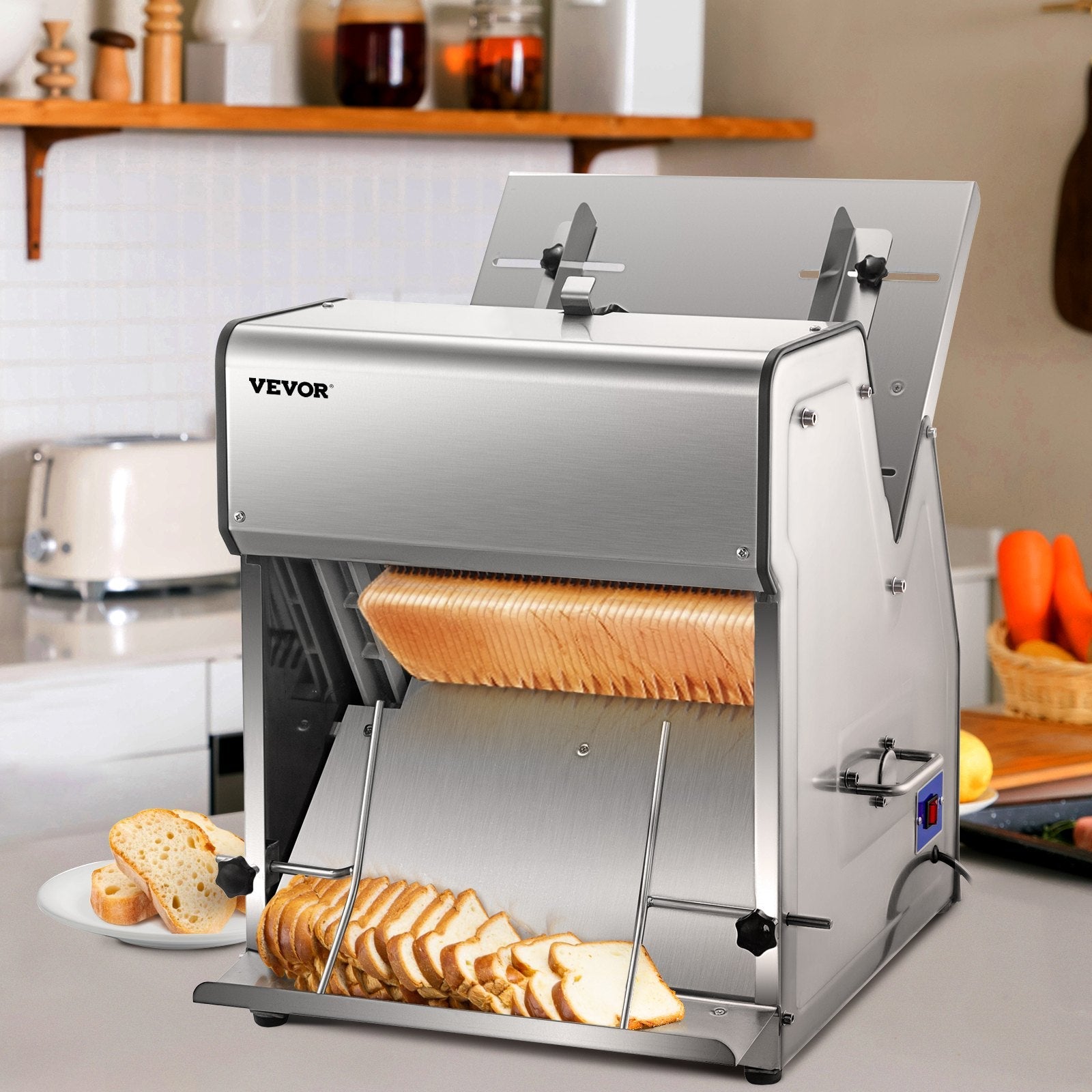 VEVOR Commercial Toast Bread Slicer, 12mm Thickness Electric Bread Cutting Machine, 31PCS Commercial Bakery Bread Slicer, 110V Toast Cutter Cutting Machine, Bread Cutter for Bread Sheet Cutter Cutting 