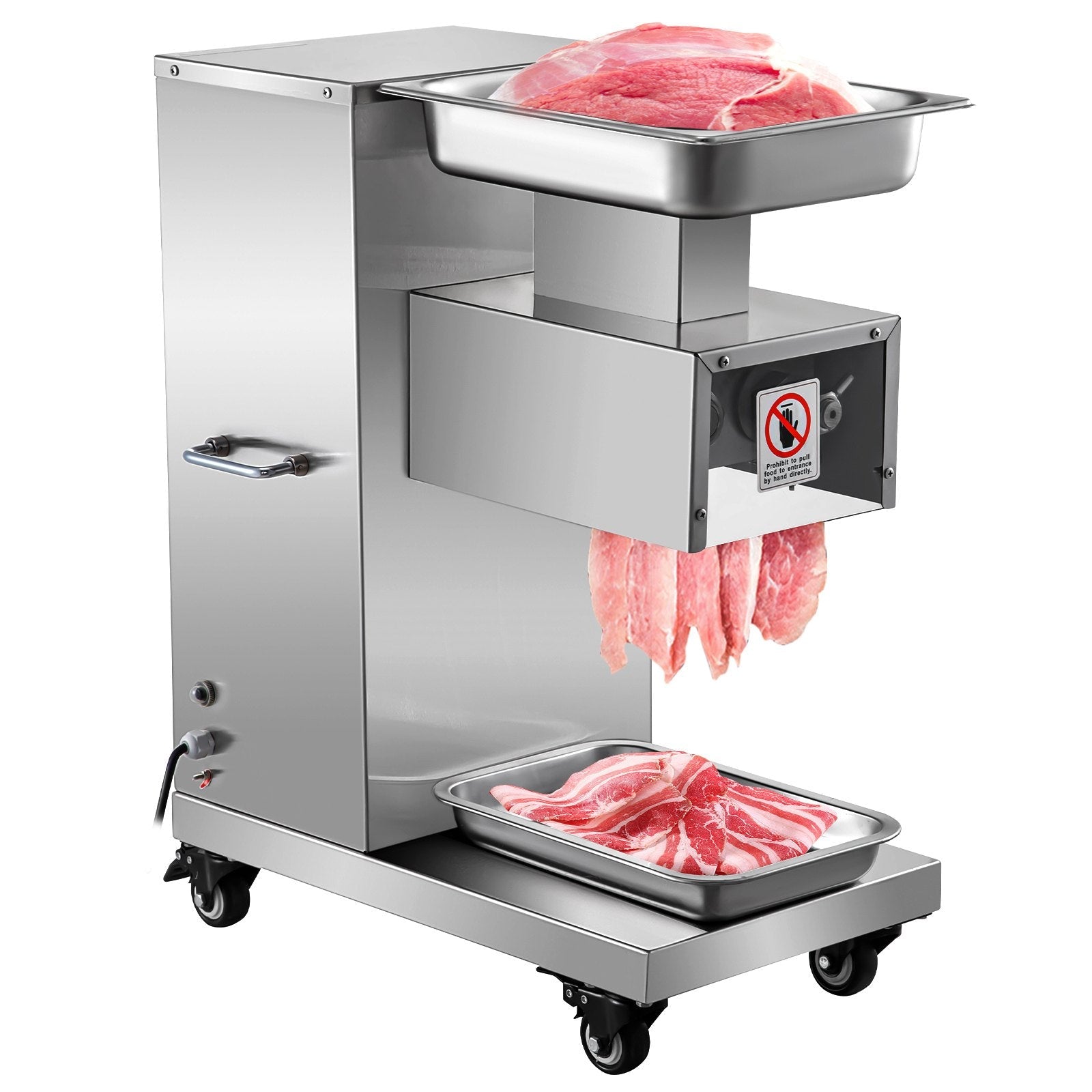 VEVOR 110V Commercial Meat Cutter Machine 1100LB/H Electric Meat Cutting Machine 750W Commercial Meat Slicer 3mm Blade Restaurant Food Slicer Stainless Steel For Kitchen Restaurant Supermarket 