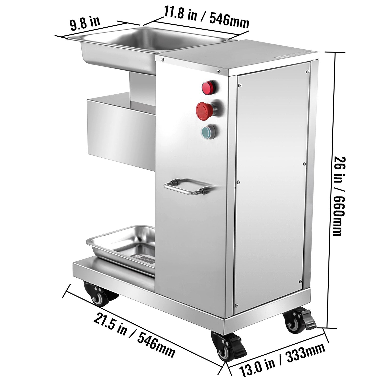 VEVOR 110V Commercial Meat Cutter Machine 1100LB/H Electric Meat Cutting Machine 750W Commercial Meat Slicer 3mm Blade Restaurant Food Slicer Stainless Steel For Kitchen Restaurant Supermarket 
