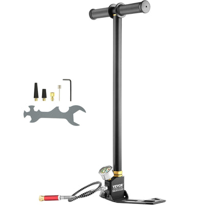 VEVOR High Pressure Hand Pump 3 Stage Airgun PCP Pump 4500PSI Stirrup Pump Air Rifle Filling Stirrup Pump(30MPA) 
