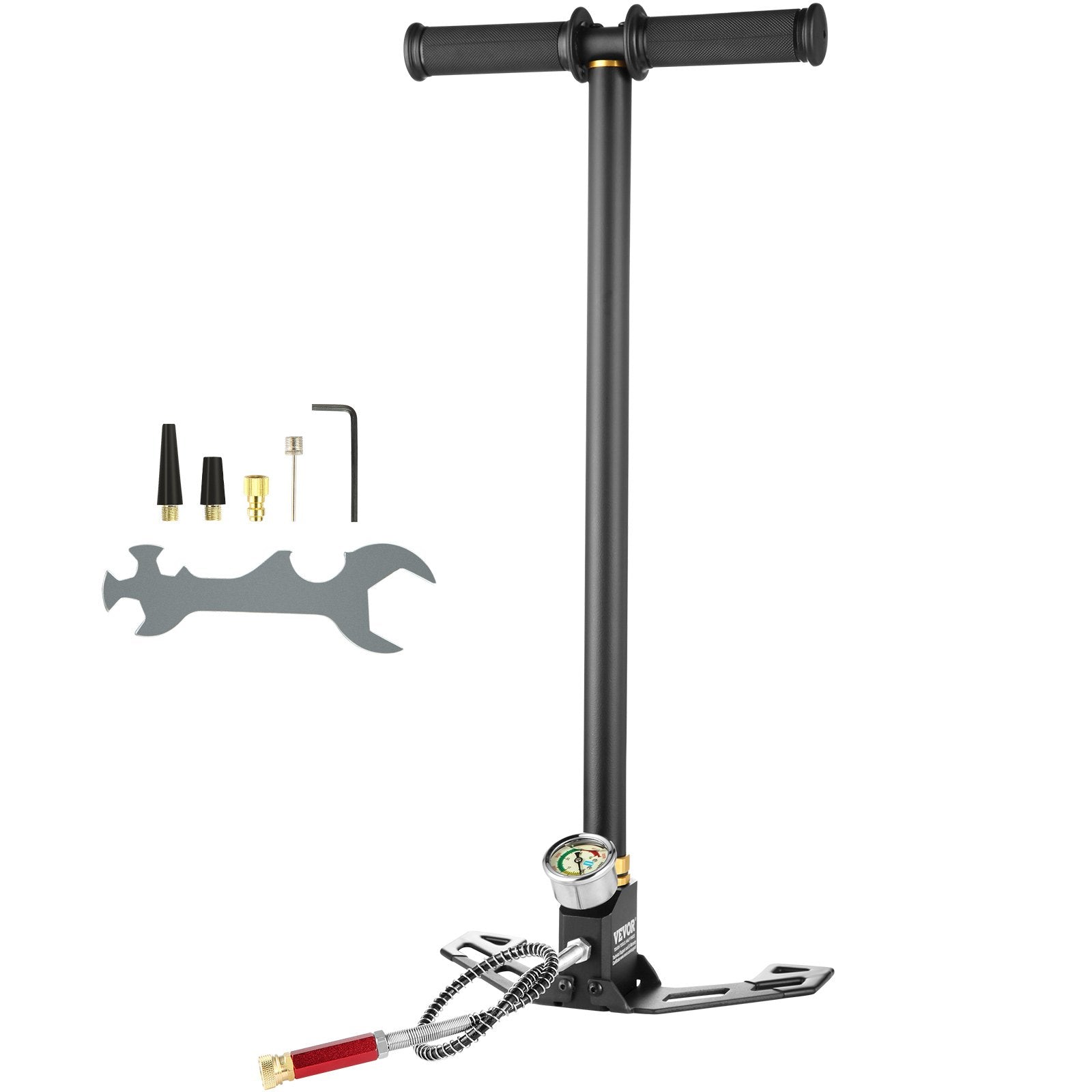 VEVOR High Pressure Hand Pump 3 Stage Airgun PCP Pump 4500PSI Stirrup Pump Air Rifle Filling Stirrup Pump(30MPA) 