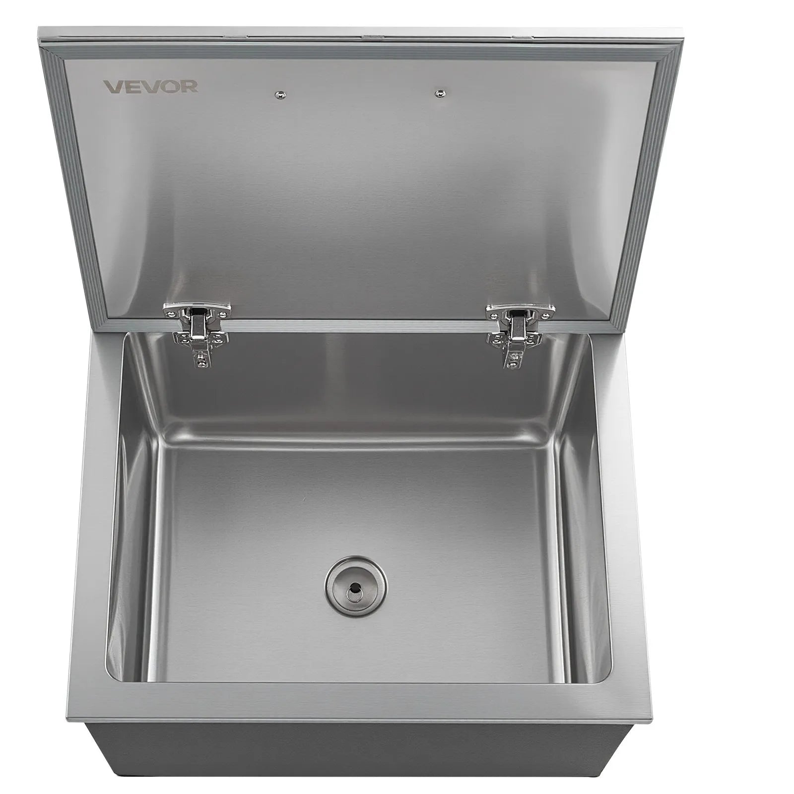 VEVOR Drop in Ice Chest, 28"L x 20"W x 17"H Stainless Steel Drop in Cooler, 113.7 Quart Commercial Ice Bin with Flip Lid for Outdoor Kitchen Patio Bar, Drain-pipe Set Included, for Cold Wine Beer 