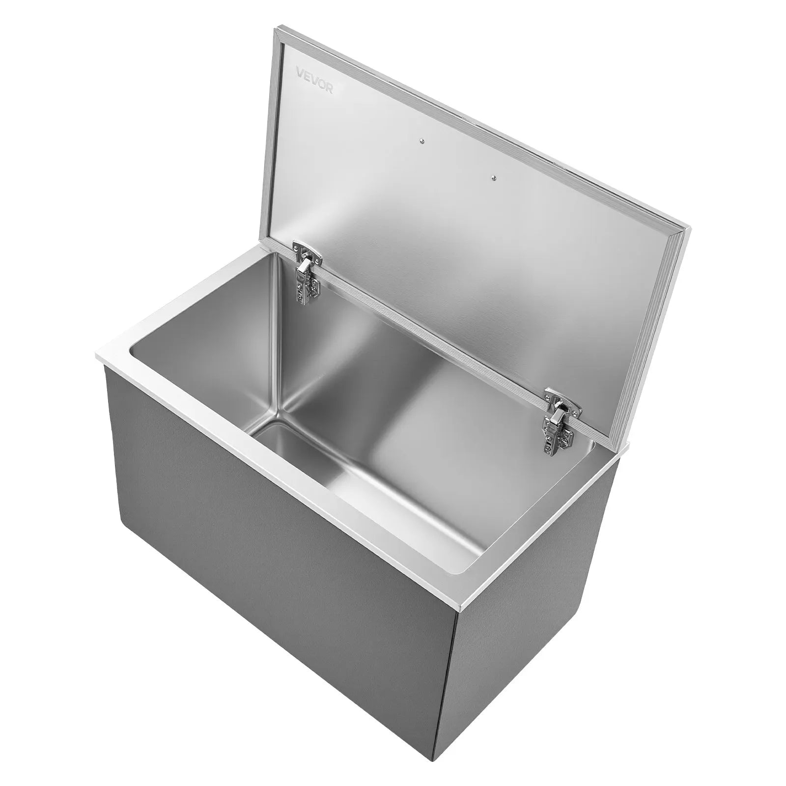 VEVOR Drop in Ice Chest, 28"L x 16"W x 17"H Stainless Steel Drop in Cooler, 87.6 Quart Commercial Ice Bin with Flip Lid for Outdoor Kitchen Patio Bar, Drain-pipe Set Included, for Cold Wine Beer 