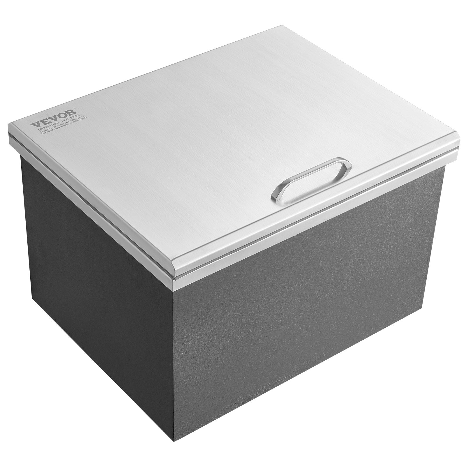 VEVOR Drop in Ice Chest, 20"L x 16"W x 13"H Stainless Steel Ice Cooler, Commercial Ice Bin with Hinged Cover, 40 qt Outdoor Kitchen Ice Bar, Drain-pipe and Drain Plug Included, for Cold Wine Beer 
