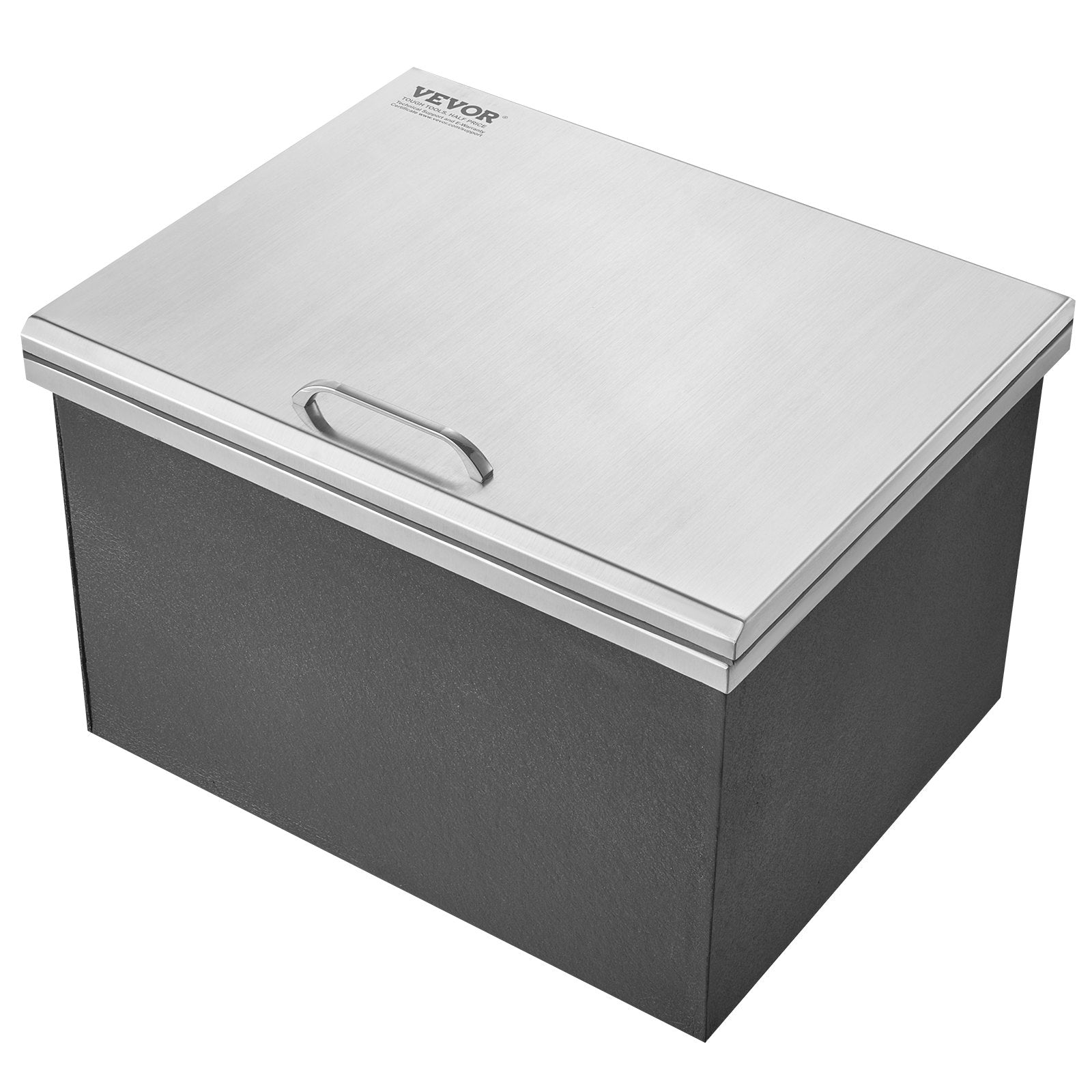 VEVOR Drop in Ice Chest, 20"L x 16"W x 13"H Stainless Steel Ice Cooler, Commercial Ice Bin with Hinged Cover, 40 qt Outdoor Kitchen Ice Bar, Drain-pipe and Drain Plug Included, for Cold Wine Beer 