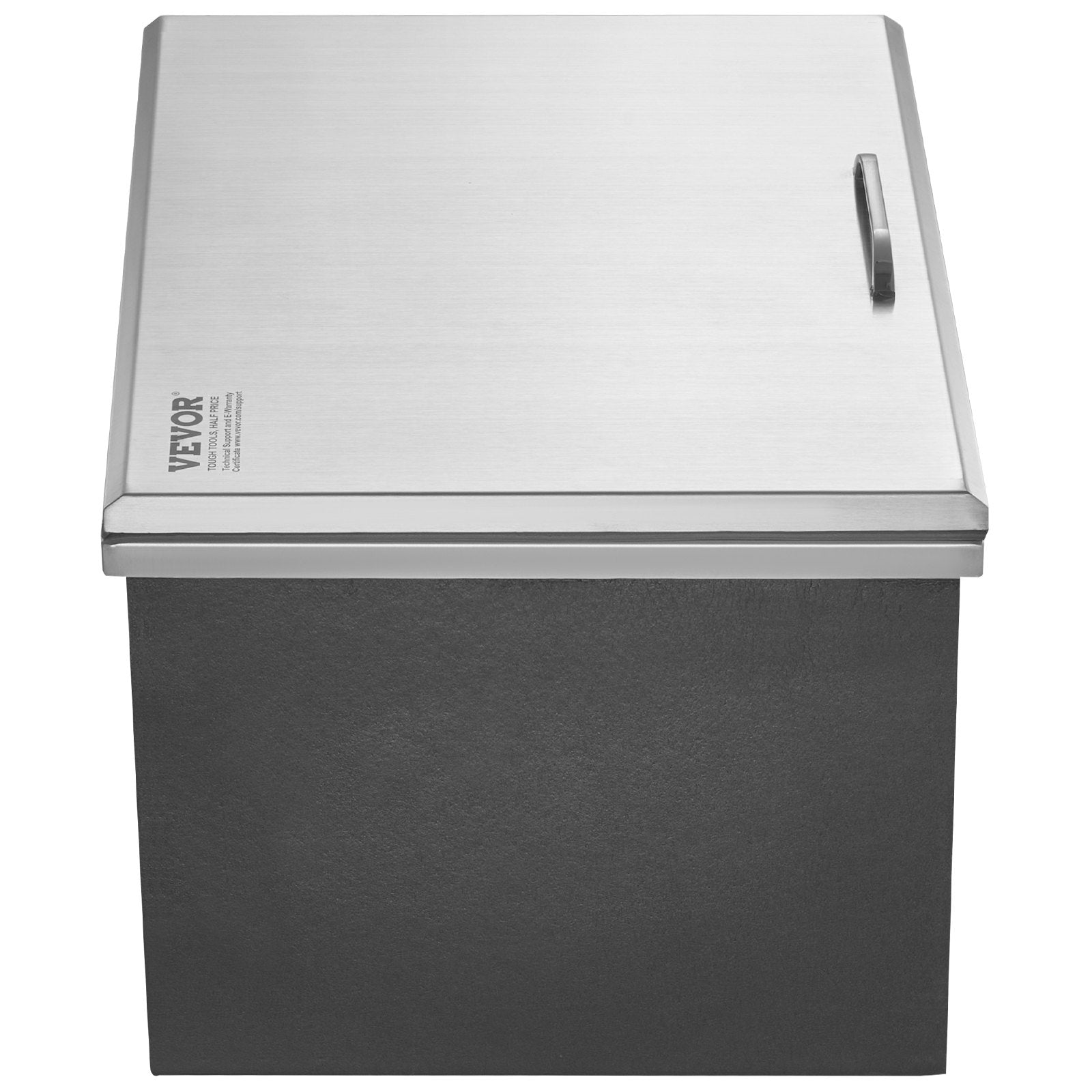 VEVOR Drop in Ice Chest, 20"L x 16"W x 13"H Stainless Steel Ice Cooler, Commercial Ice Bin with Hinged Cover, 40 qt Outdoor Kitchen Ice Bar, Drain-pipe and Drain Plug Included, for Cold Wine Beer 