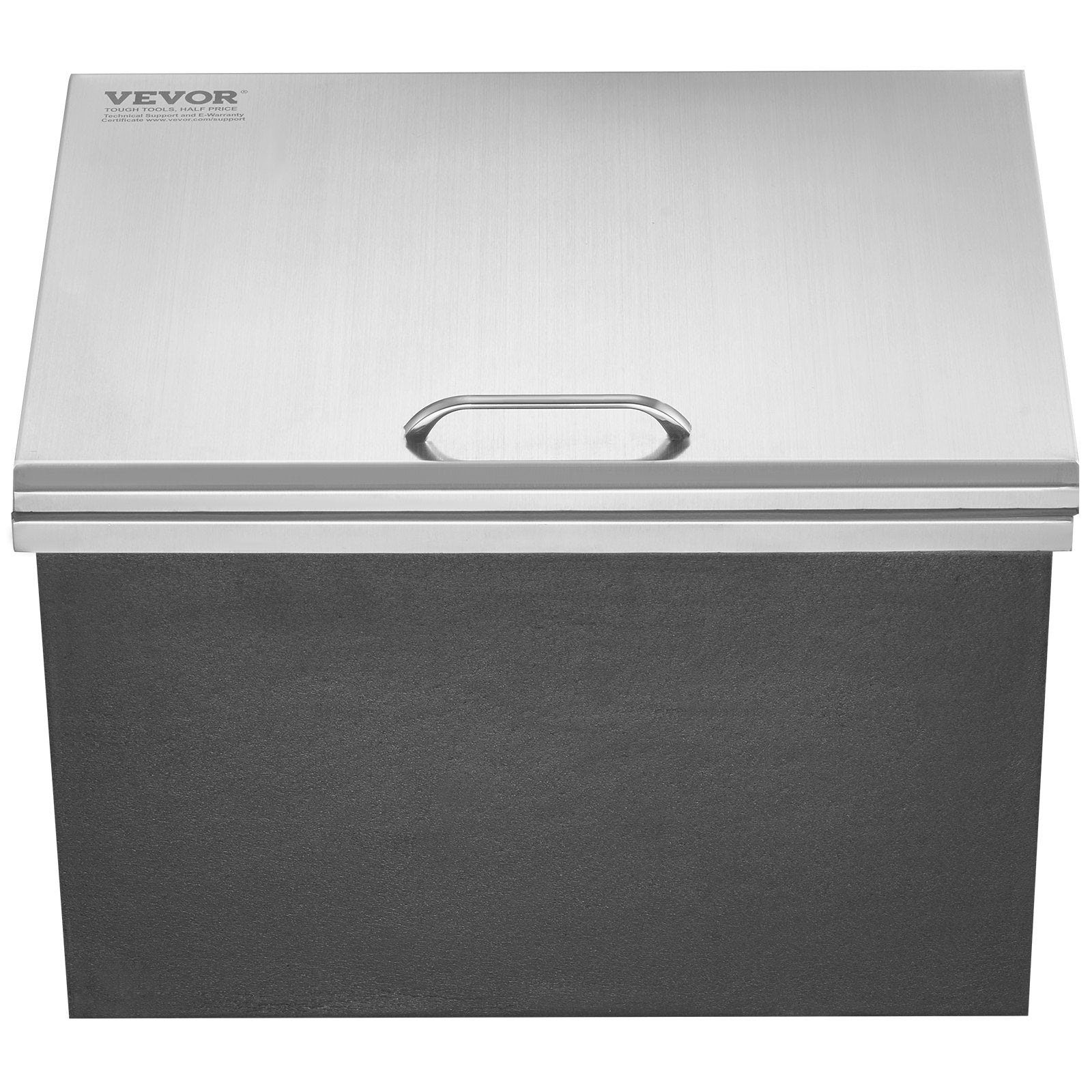 VEVOR Drop in Ice Chest, 20"L x 16"W x 13"H Stainless Steel Ice Cooler, Commercial Ice Bin with Hinged Cover, 40 qt Outdoor Kitchen Ice Bar, Drain-pipe and Drain Plug Included, for Cold Wine Beer 
