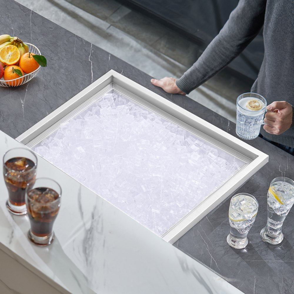 VEVOR Drop in Ice Chest, 21"L x 17"W x 18"H Stainless Steel Ice Cooler, Commercial Ice Bin with Cover, 40 qt Outdoor Kitchen Ice Bar, Drain-pipe and Drain Plug Included, for Cold Wine Beer 