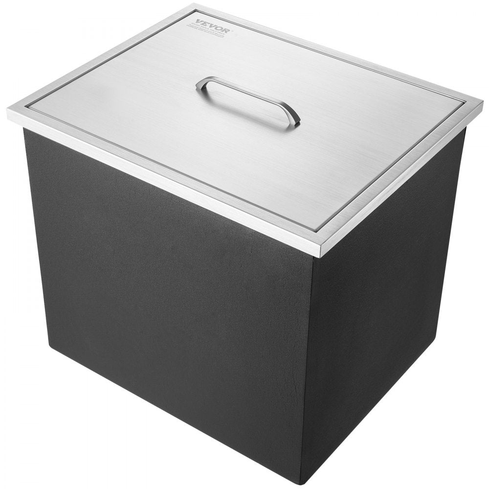 VEVOR Drop in Ice Chest, 21"L x 17"W x 18"H Stainless Steel Ice Cooler, Commercial Ice Bin with Cover, 40 qt Outdoor Kitchen Ice Bar, Drain-pipe and Drain Plug Included, for Cold Wine Beer 