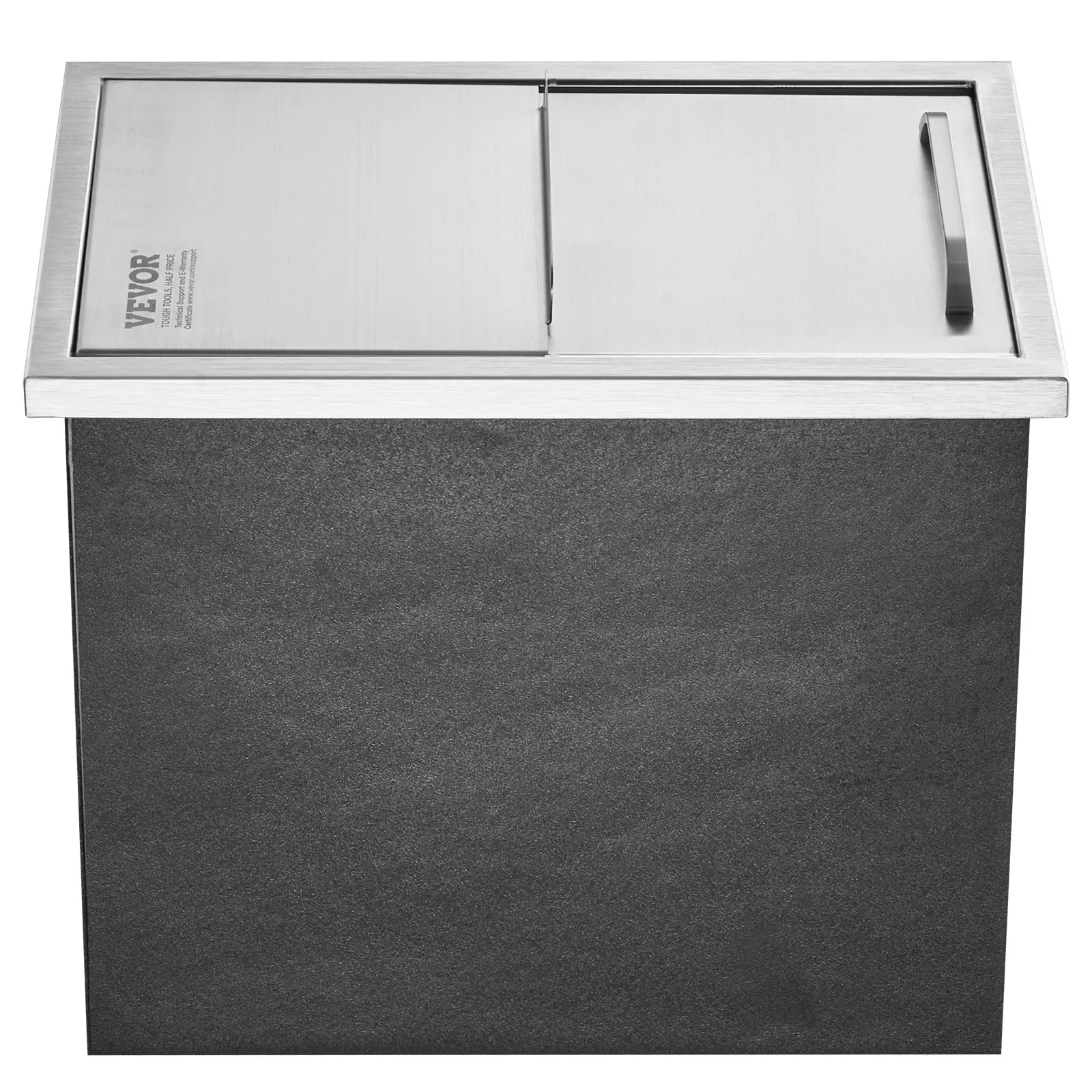 VEVOR Drop in Ice Chest, 18"L x 12"W x 14.5"H Stainless Steel Ice Cooler, Commercial Ice Bin with Sliding Cover, 40.9 qt Outdoor Kitchen Ice Bar, Drain-pipe and Drain Plug Included, for Cold Wine Beer