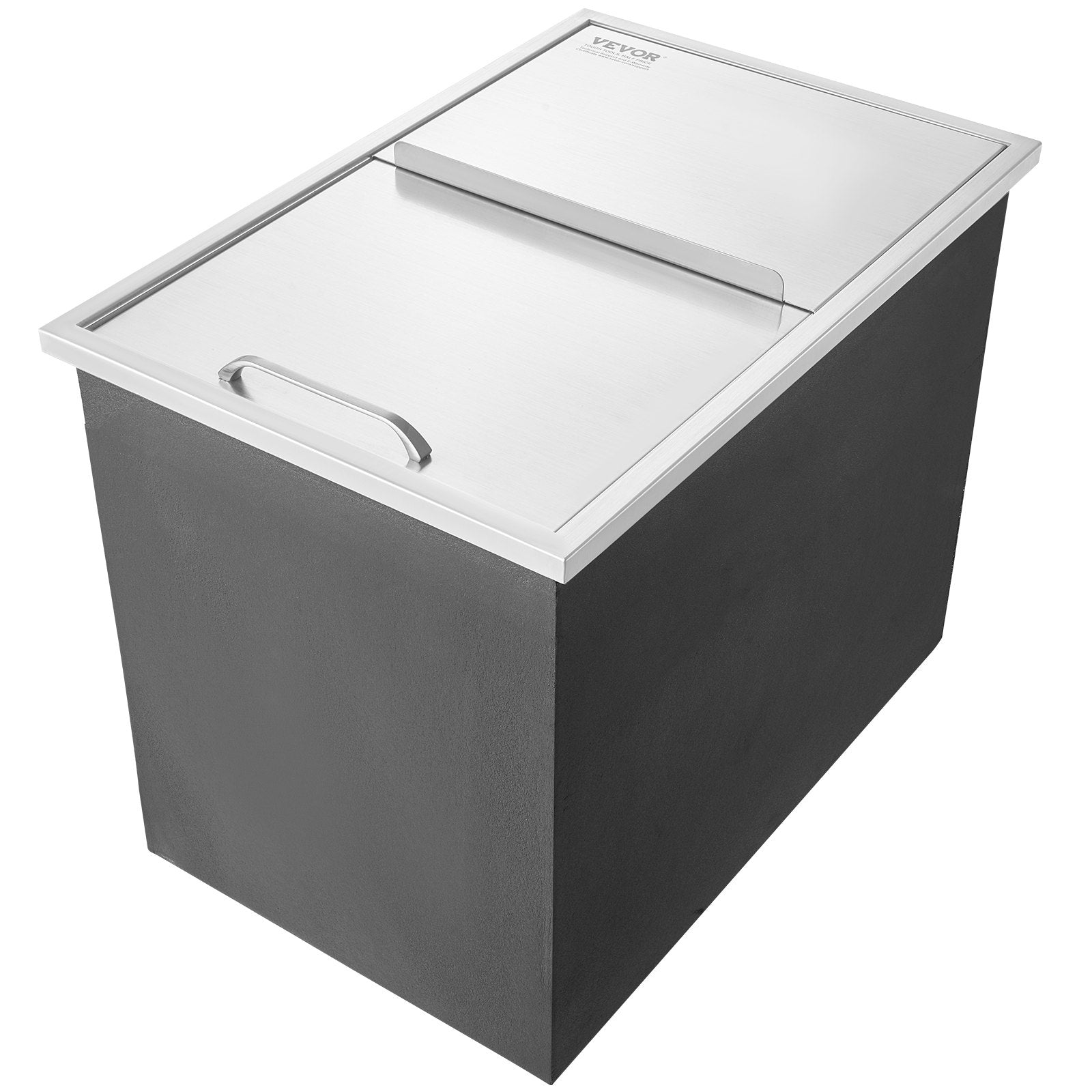VEVOR Drop in Ice Chest, 27"L x 18"W x 21"H Stainless Steel Ice Cooler, Commercial Ice Bin with Sliding Cover, 40.9 qt Outdoor Kitchen Ice Bar, Drain-pipe and Drain Plug Included, for Cold Wine Beer 