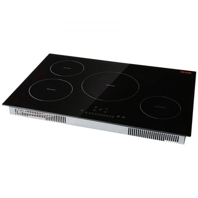 VEVOR Electric Cooktop, 4 Burners, 30'' Induction Stove Top, Built-in Magnetic Cooktop 7500W, 9 Heating Level Multifunctional Burner, LED Touch Screen w/ Child Lock & Over-Temperature Protection 