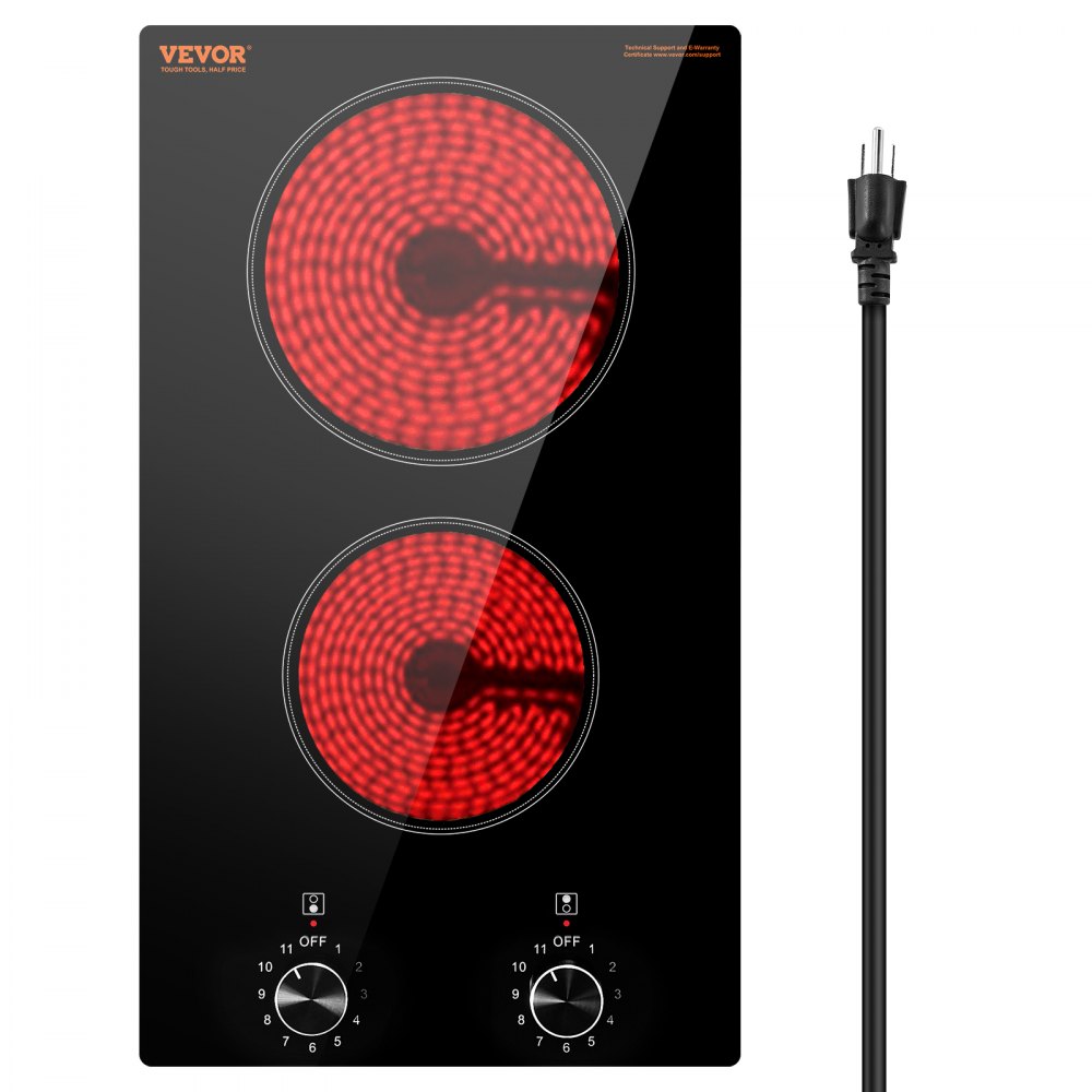 VEVOR Built-in Electric Cooktop Radiant Ceramic Cooktop 2 Burners 20.1x11.6 inch 