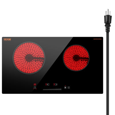 VEVOR Built-in Electric Cooktop Radiant Ceramic Cooktop 2 Burners 23.6x13.3 inch 
