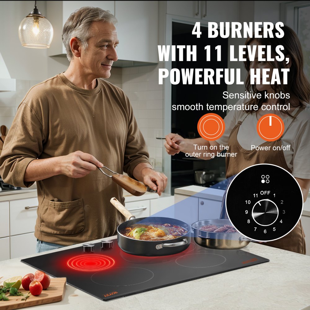 VEVOR Built-in Electric Cooktop Radiant Ceramic Cooktop 4 Burners 23.2x20.5 inch 