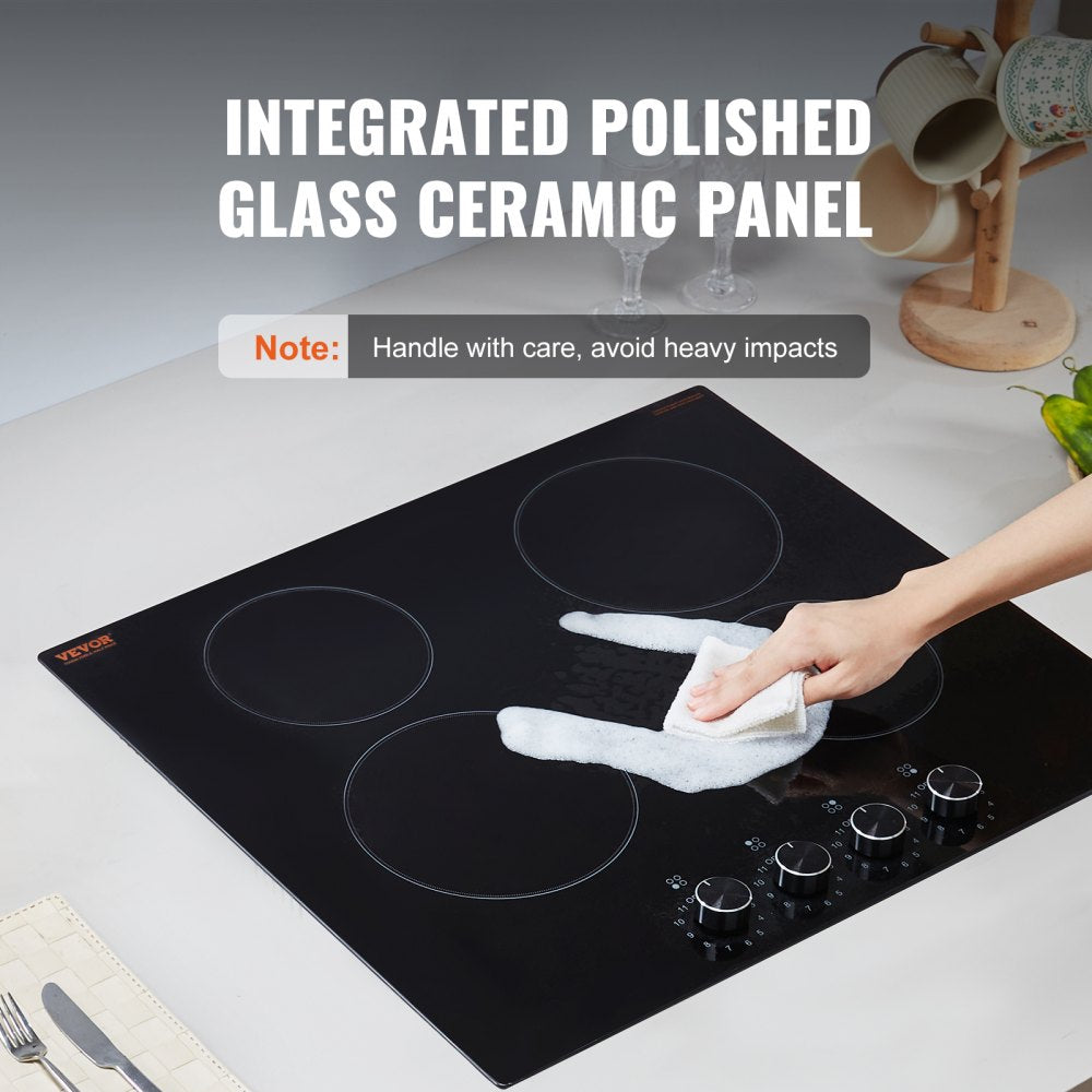 VEVOR Built-in Electric Cooktop Radiant Ceramic Cooktop 4 Burners 23.2x20.5 inch 