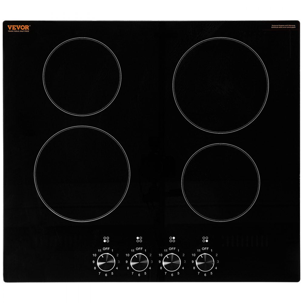 VEVOR Built-in Electric Cooktop Radiant Ceramic Cooktop 4 Burners 23.2x20.5 inch 