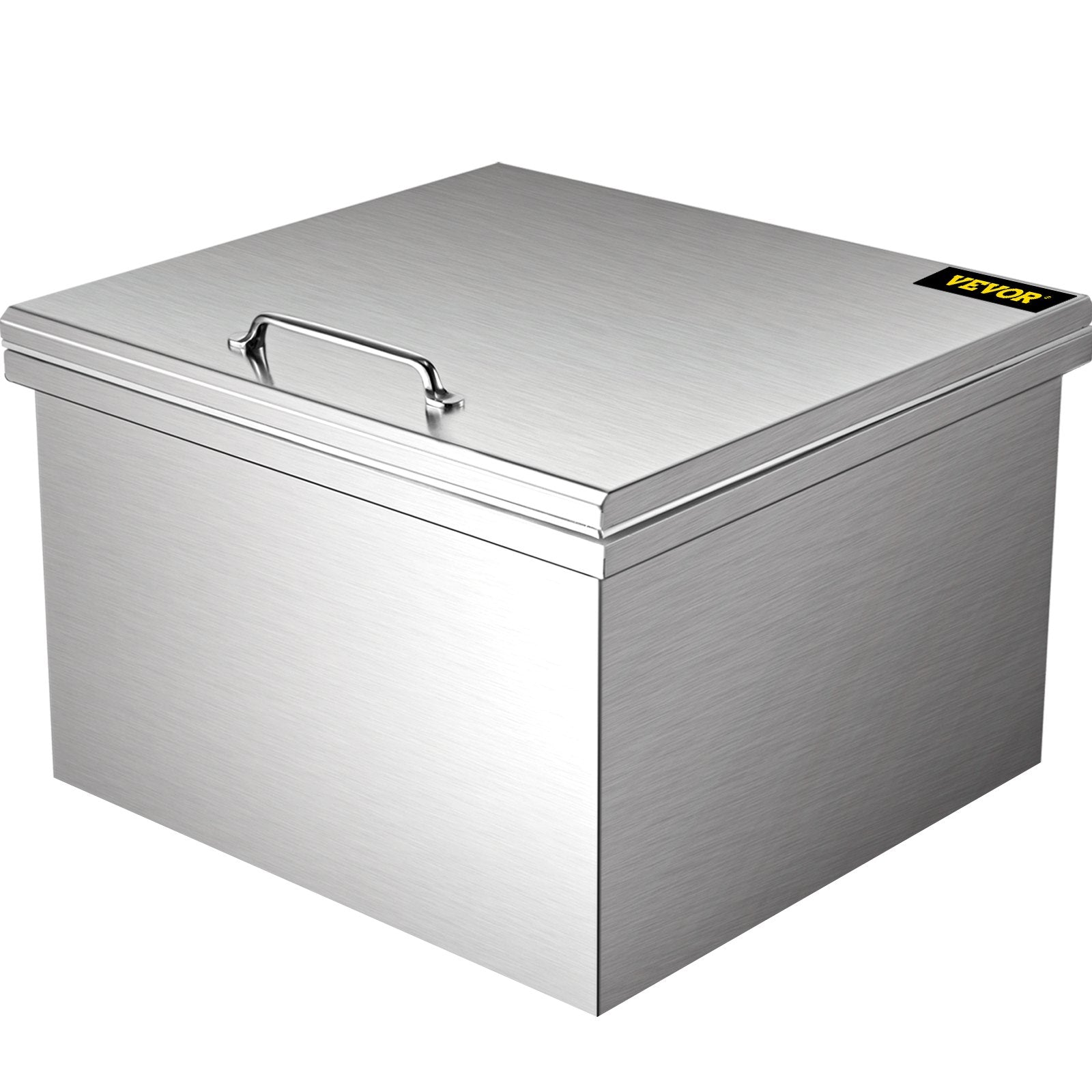 VEVOR Drop in Ice Bin Chest 20x20 inch Drop in Cooler Stainless Steel Outdoor Drop in Ice Chest with Cover Bar Ice Bin 40.9 qt Drop in Wine Drops Drain-Pipe and Drain Plug Included for Cold Wine Beer 