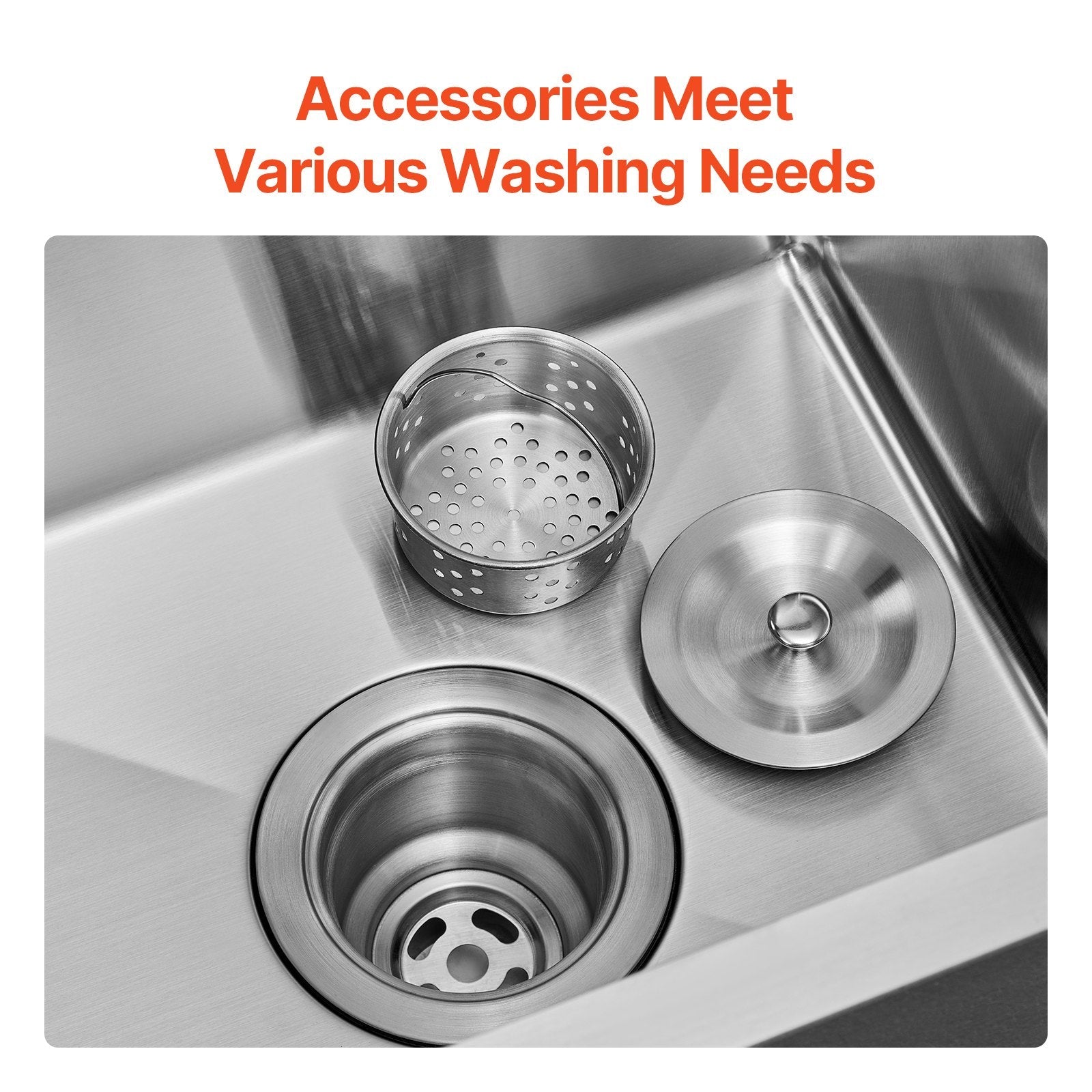 VEVOR 25" Kitchen Sink Top Mount Single Bowl Drop-In Basin Stainless Steel Bar 