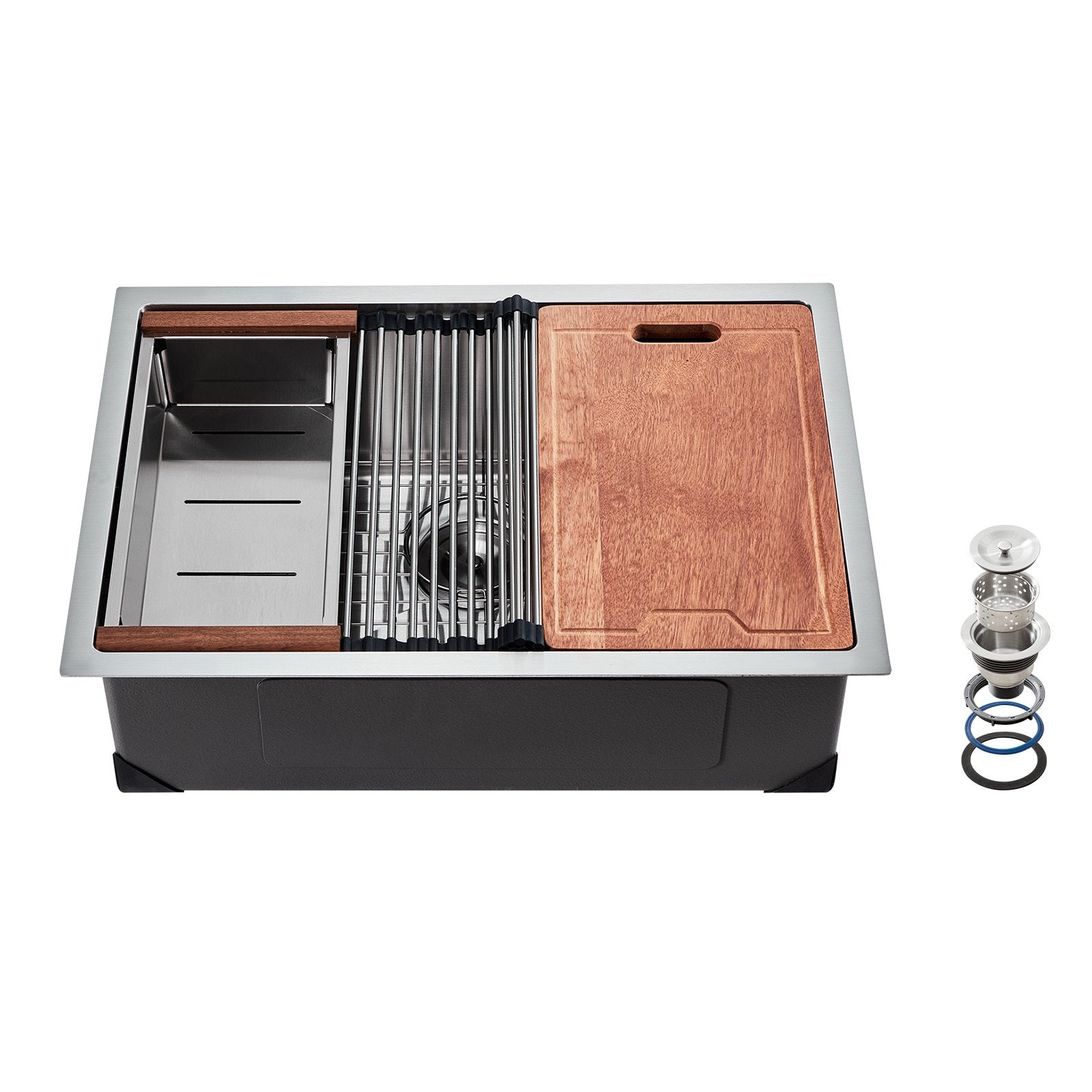 VEVOR 32" Kitchen Sink Undermount Single Bowl Drop-In Basin Stainless Steel Bar 