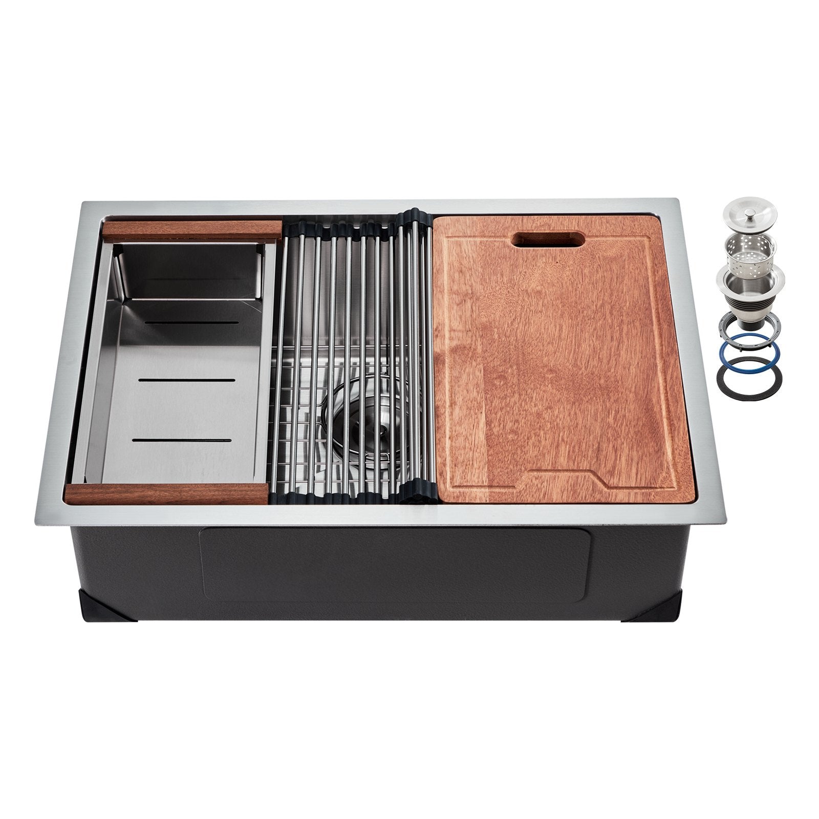 VEVOR 32" Kitchen Sink Undermount Single Bowl Drop-In Basin Stainless Steel Bar 