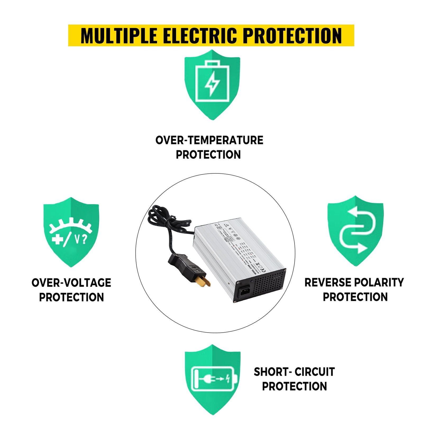 VEVOR Golf Cart Battery Charger 36V Club Car Charger 18A Golf Cart Electric Charger Splayed Plug / LED Club Car Battery Charger Aluminum Shell Power Wise Golf Cart Battery Charger for Ez Go Yamaha 